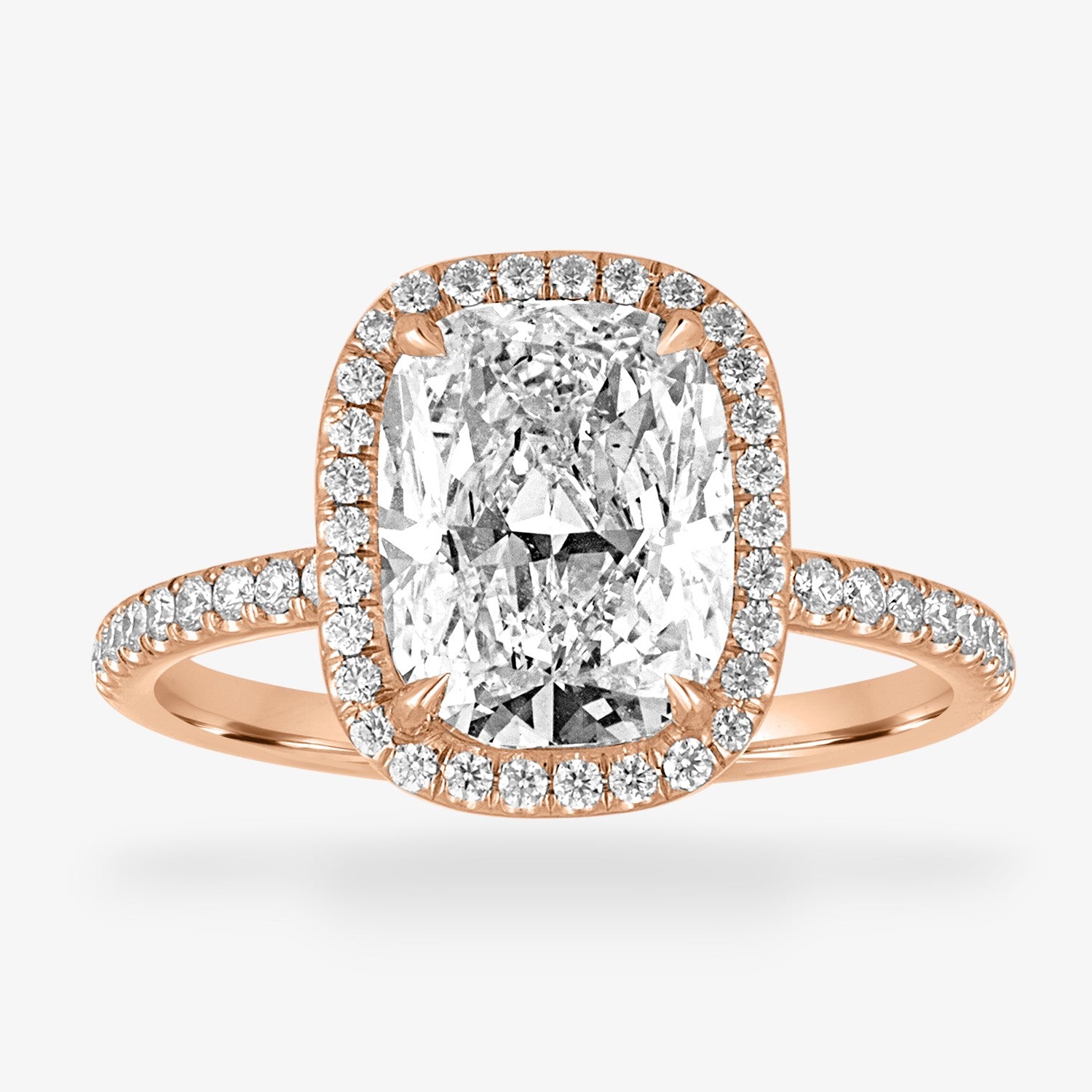 Halo Engagement Ring 14K Rose Gold Cushion