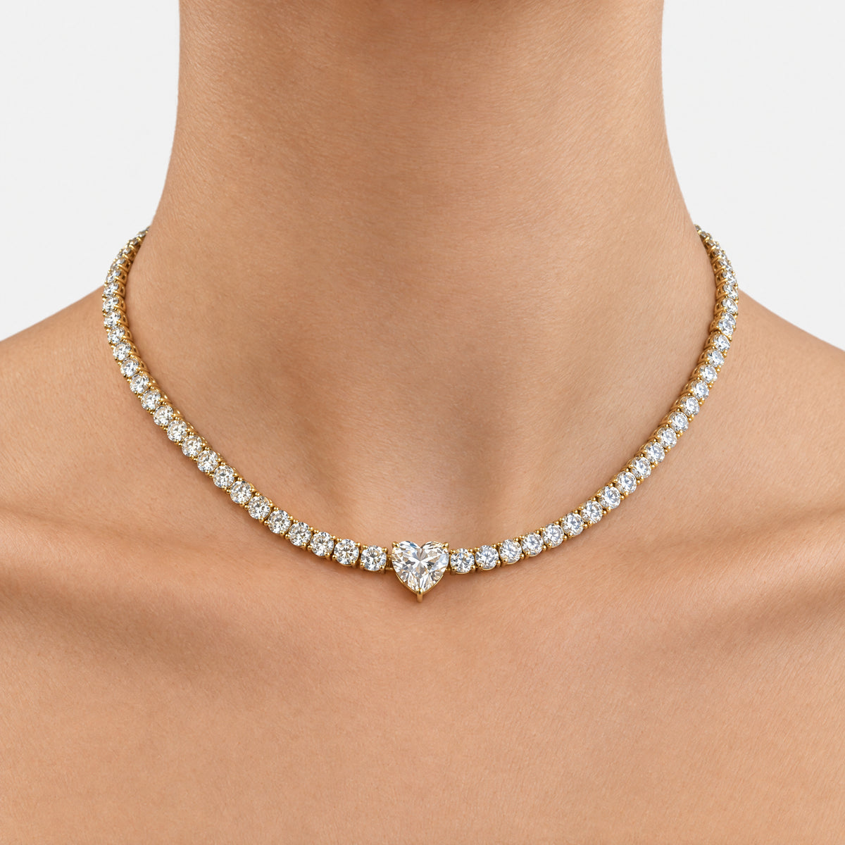 Coco Lab Diamond Heart Tennis Necklace