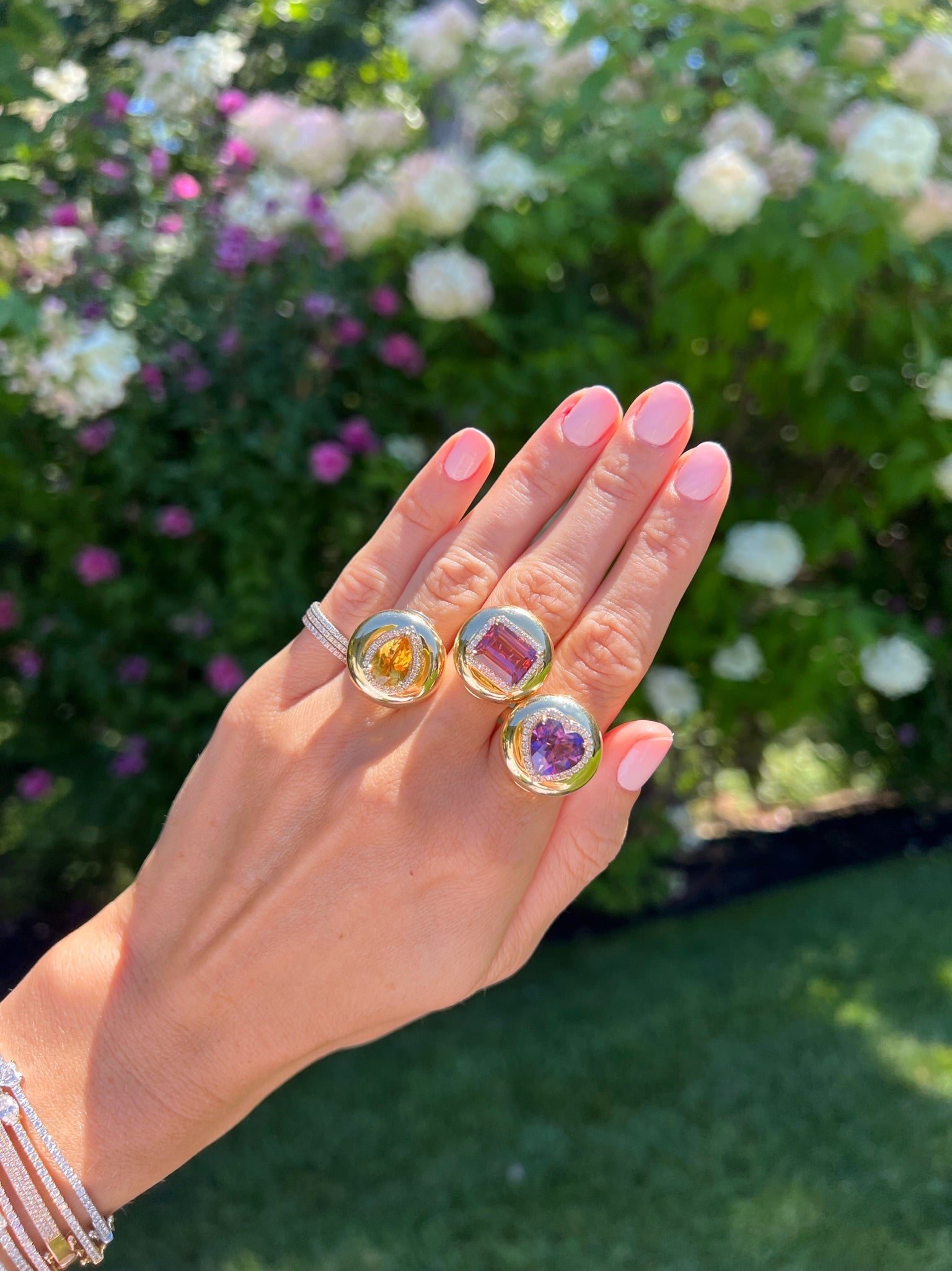 Peridot Candy Button Emerald Ring
