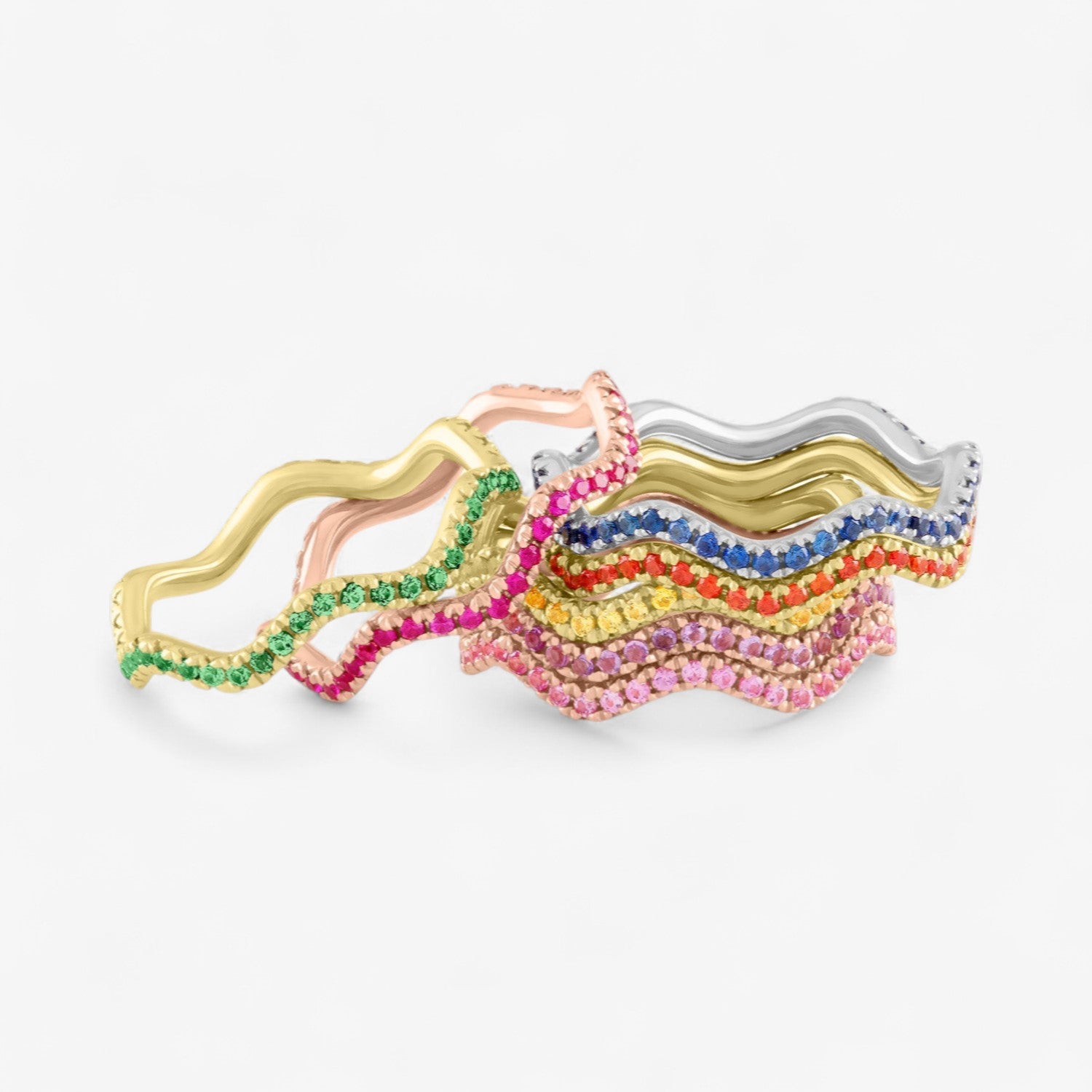 Colored Stone Wavy Stack Band