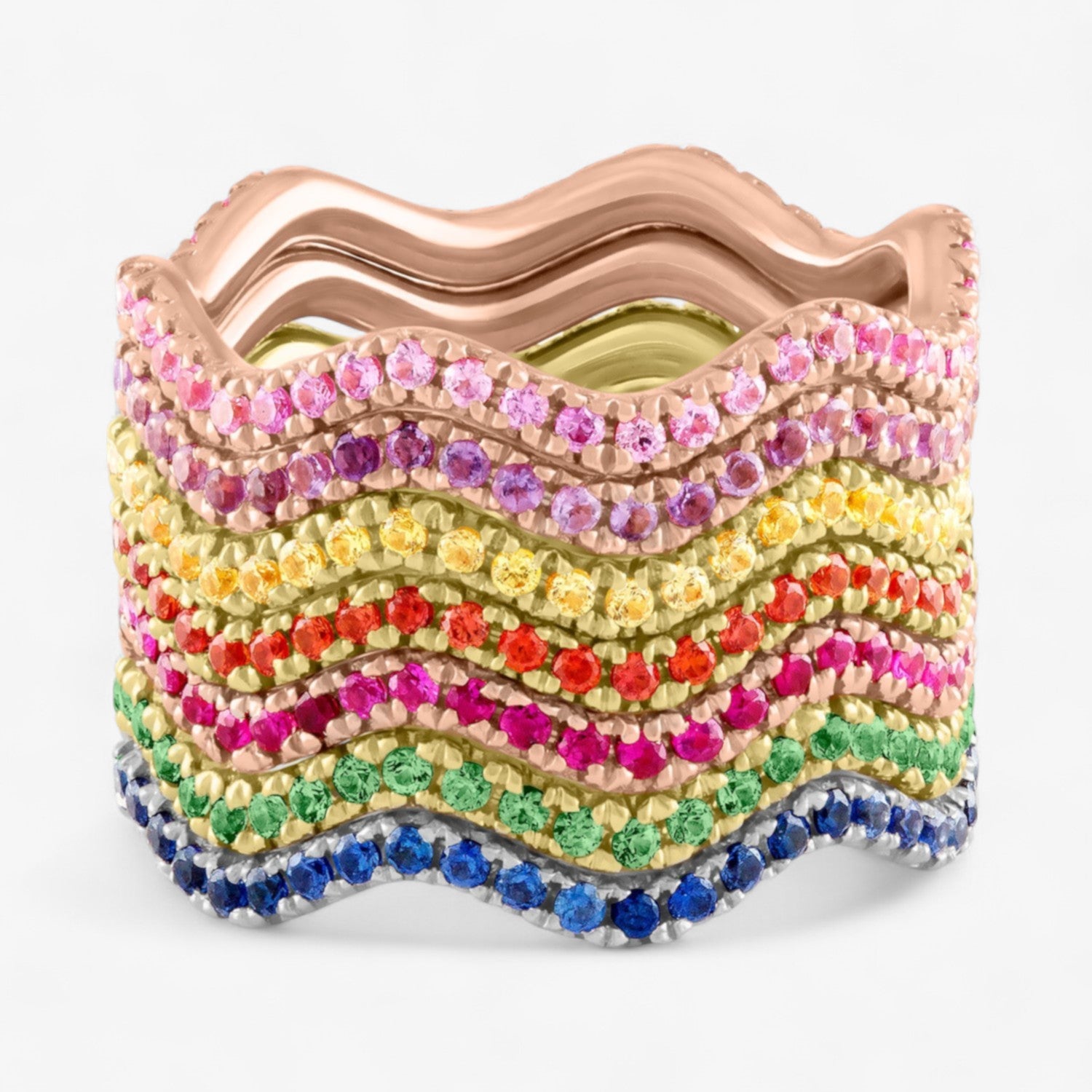 Colored Stone Wavy Stack Band