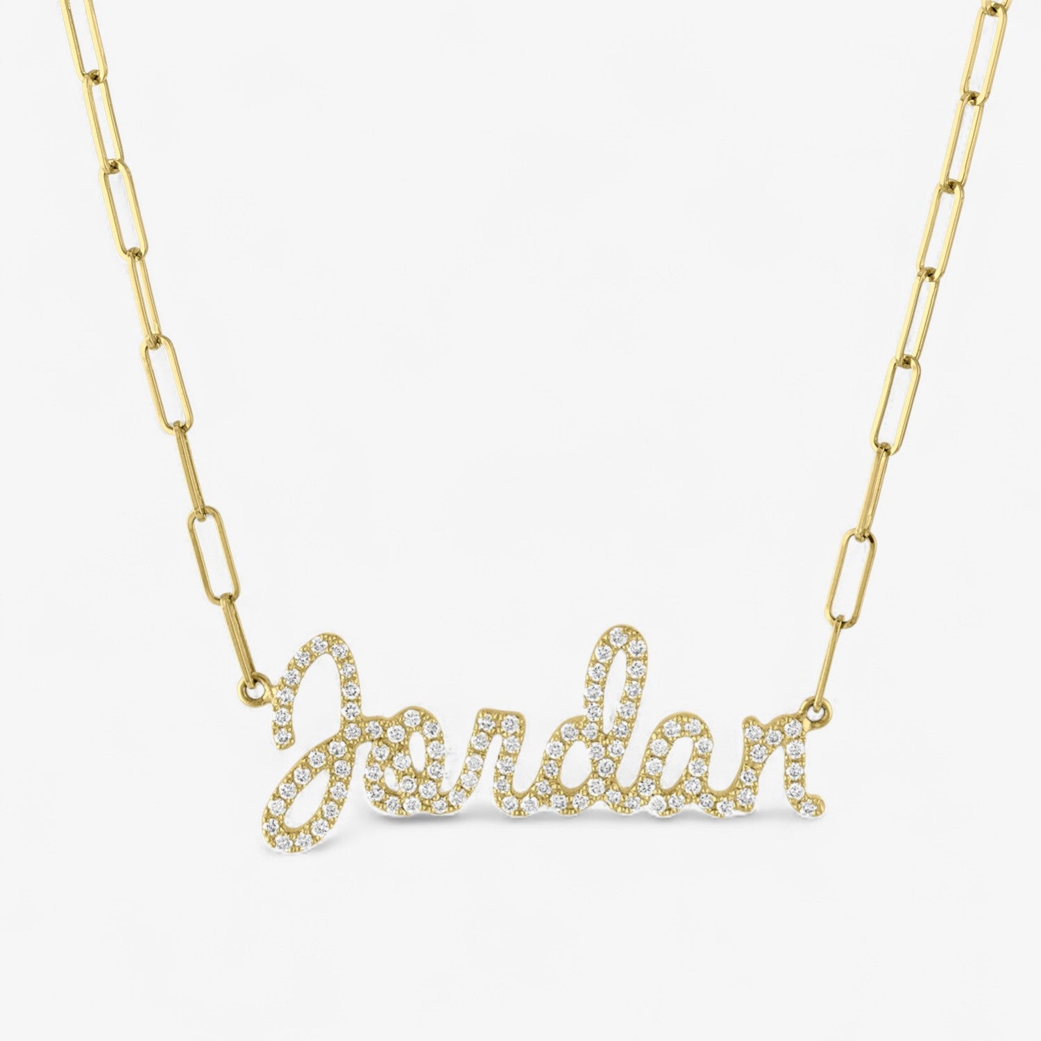 Diamond Jumbo Script Name Necklace