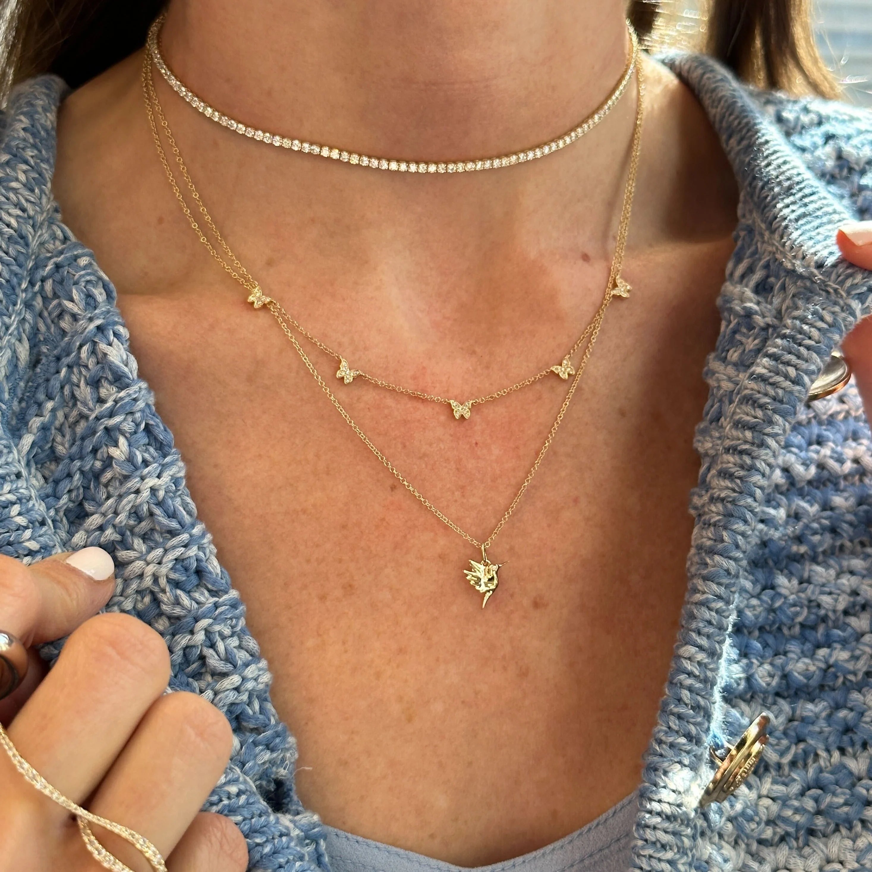 5 Baby Diamond Butterfly Necklace