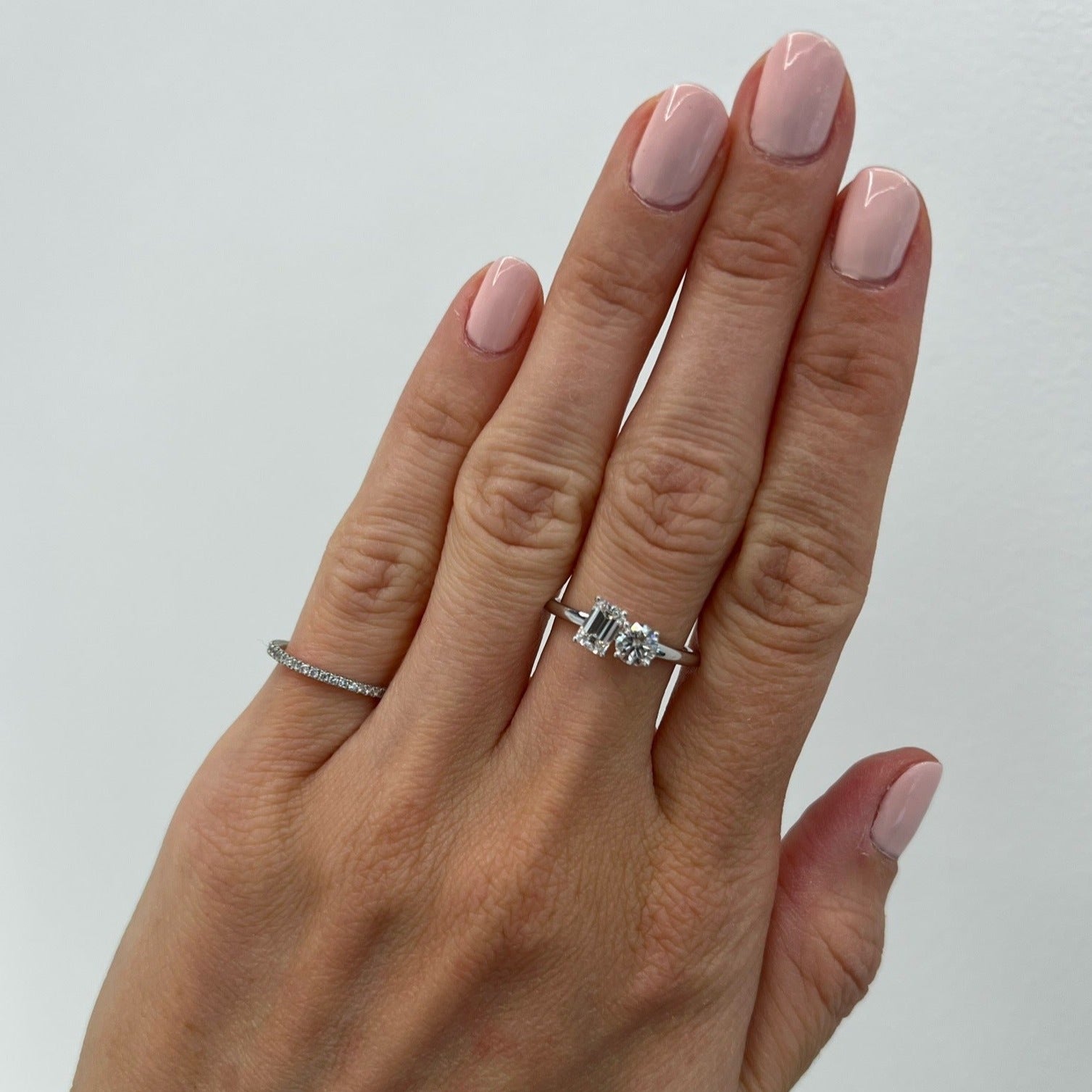 Mini Emerald-Round Two Stone Ring