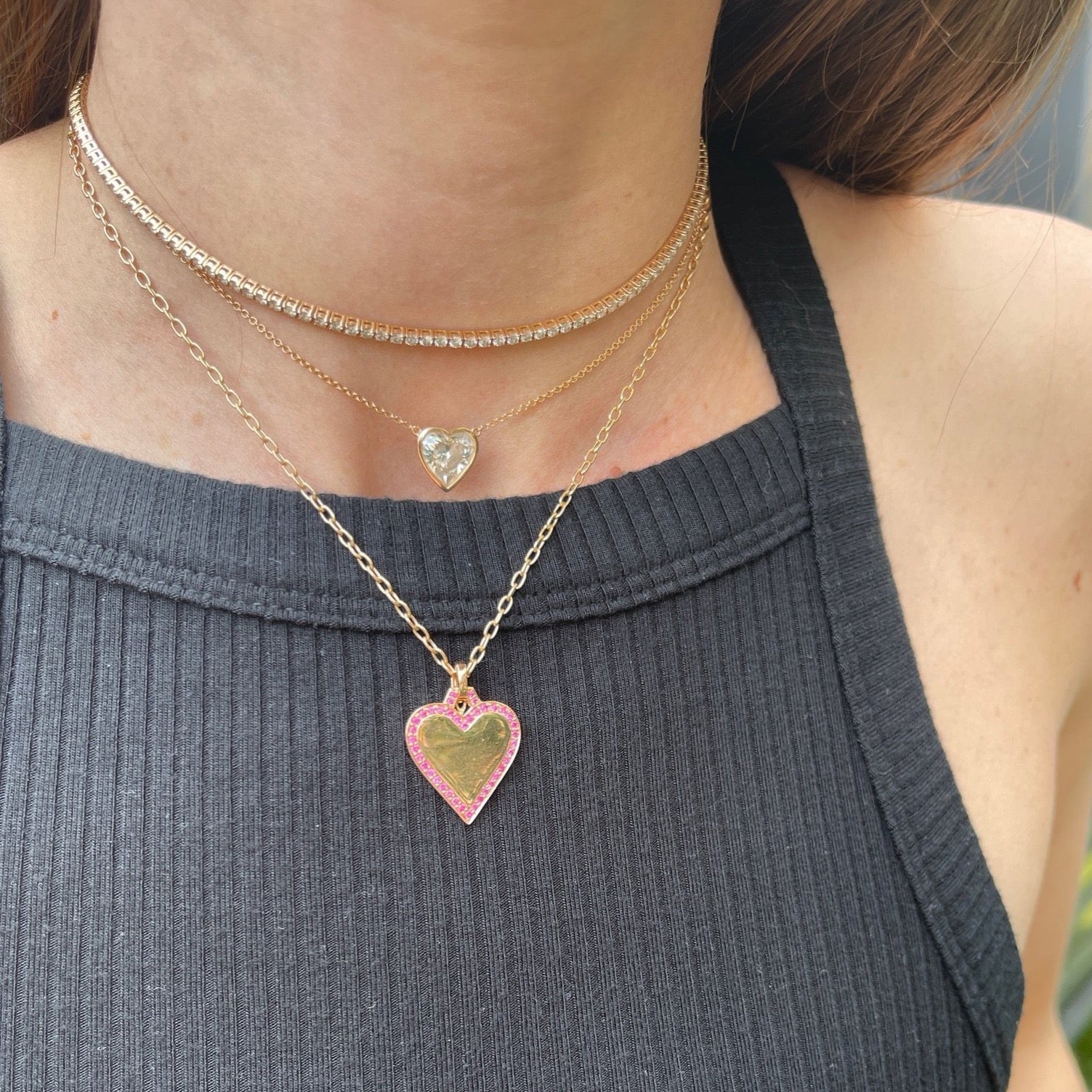 Dora Gold and Pave Edge Heart Charm