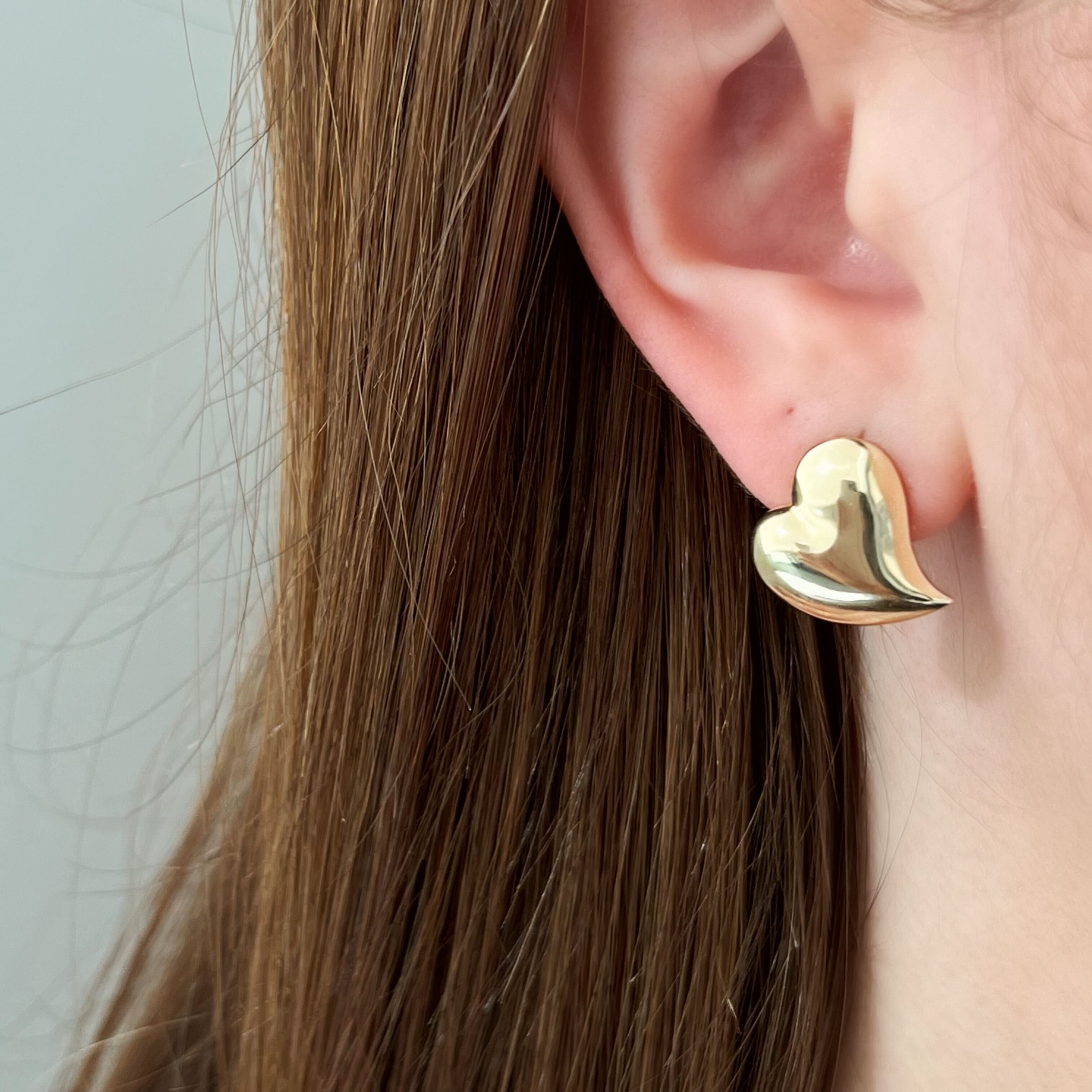 Heartfelt Gold Small Puffy Heart Studs