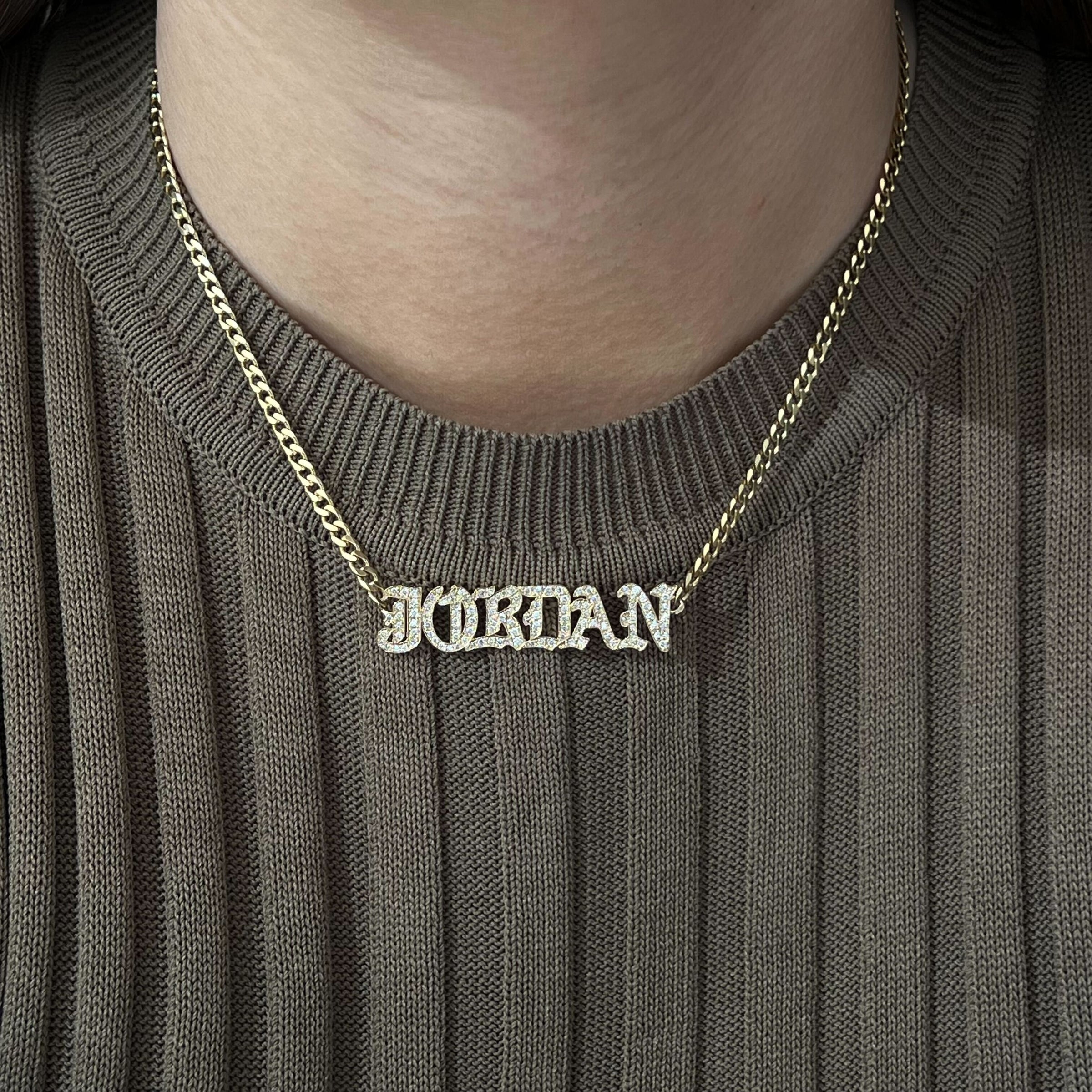 Vault Sale: Jordan Victorian Gold and Diamond Name Necklace