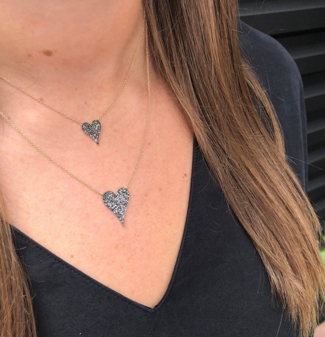 Black Diamond Medium Heart Necklace