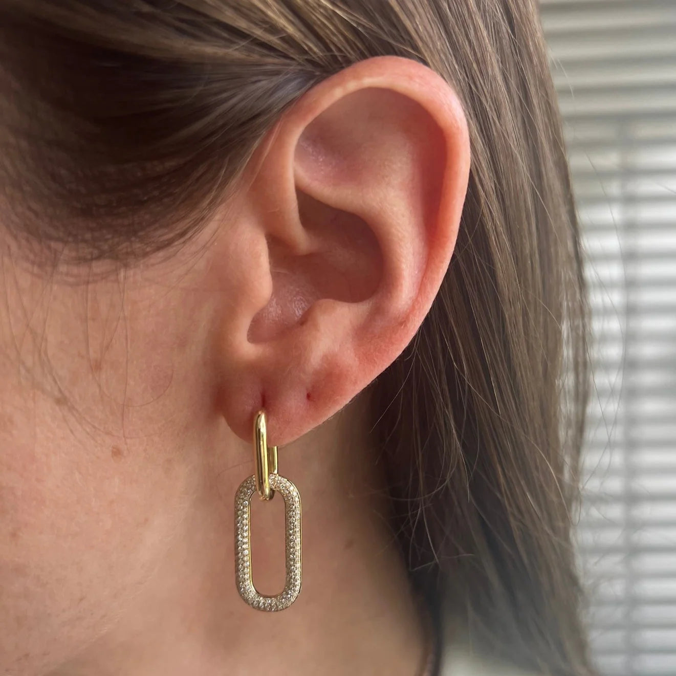 Paperclip Diamond Drop Earrings
