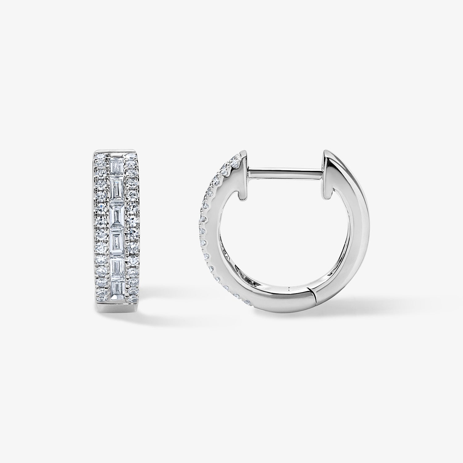 Julietta Pave Baguette Huggies 14K White Gold