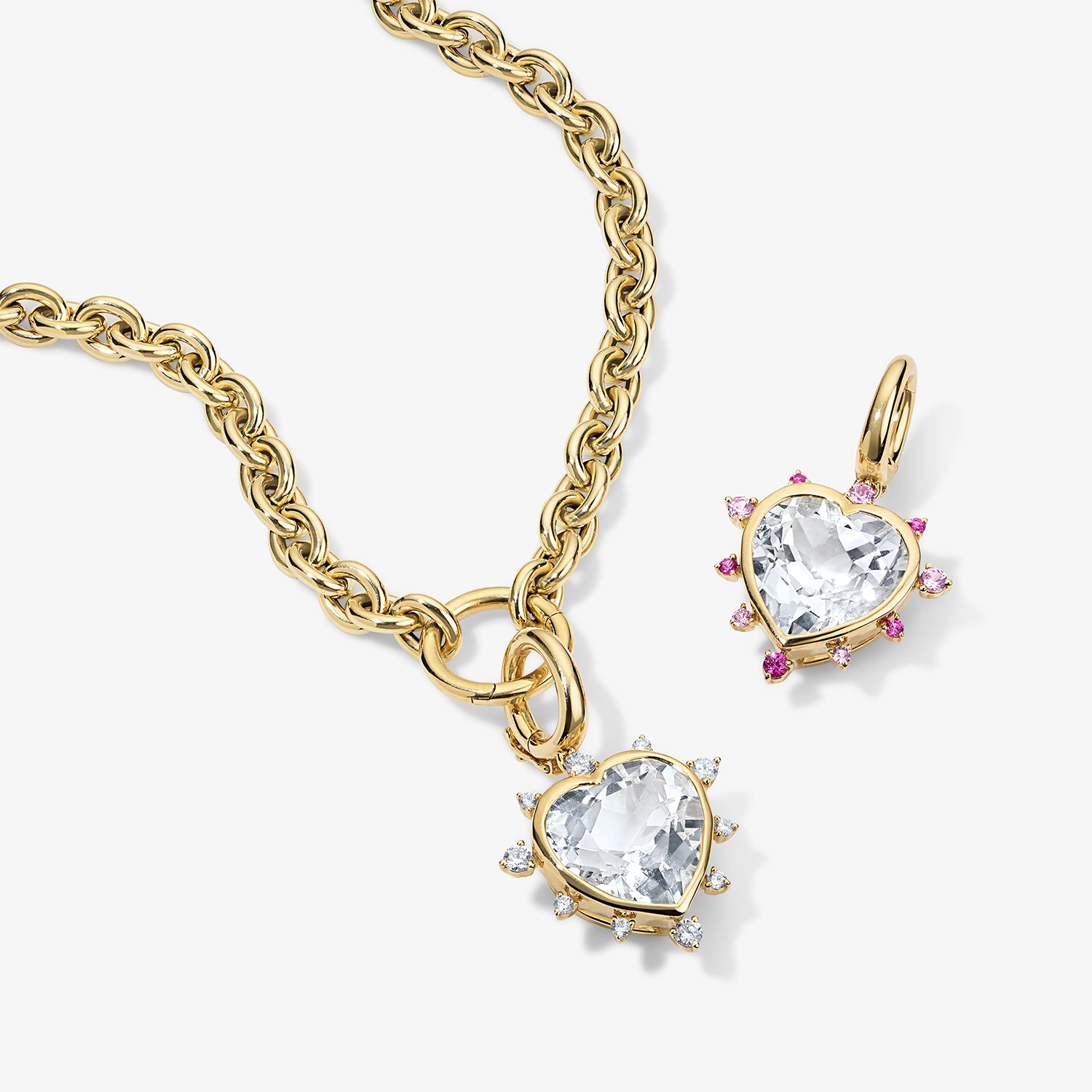 Grace Heart Charm with Pink Sapphire Halo