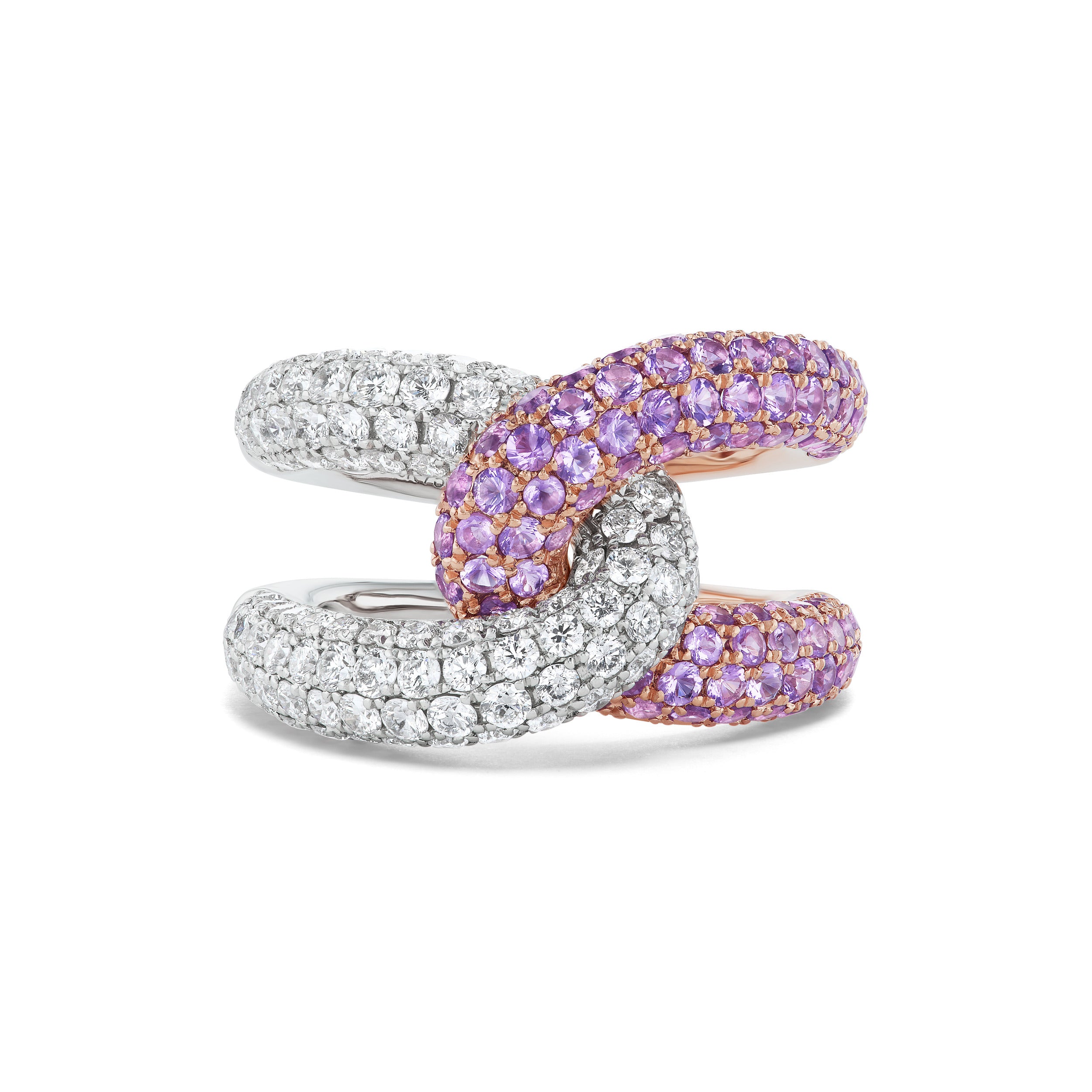 Gemstone and Diamond Intertwin Ring