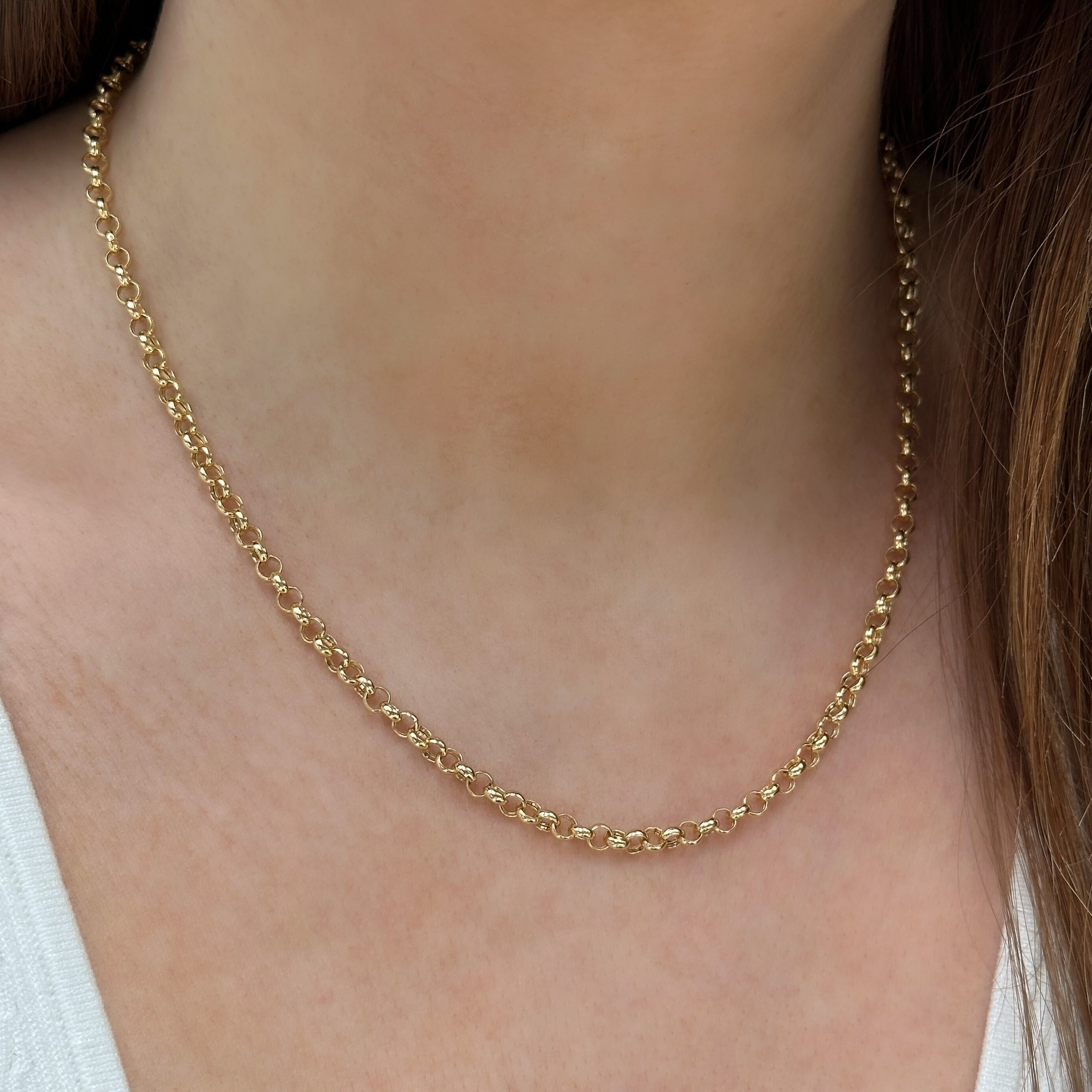 14K Yellow Gold 4mm Handcrafted Rolo Chain Necklace 26 Inches | Sarraf.com