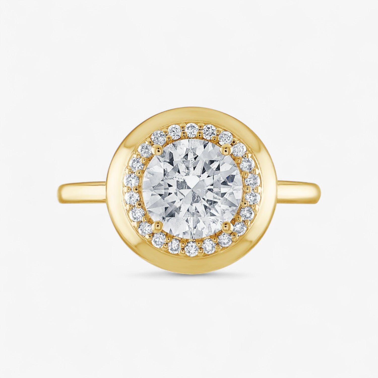 Round Diamond Button Engagement Ring