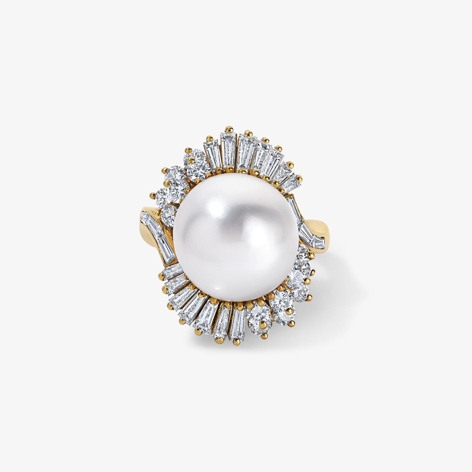 South Sea Pearl and Diamond Ballerina Ring
