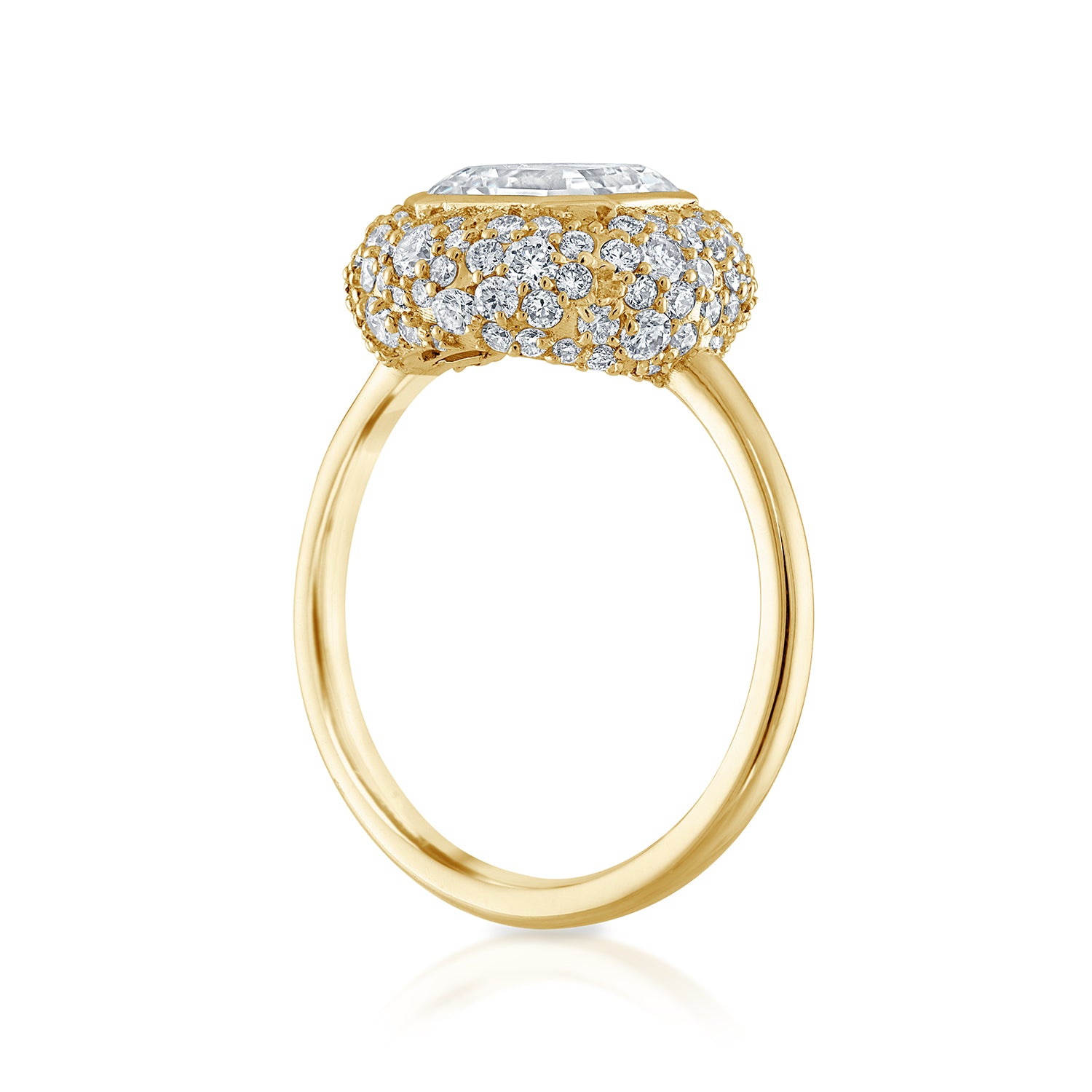 2.01ct Asscher Pave Diamond Button Engagement Ring