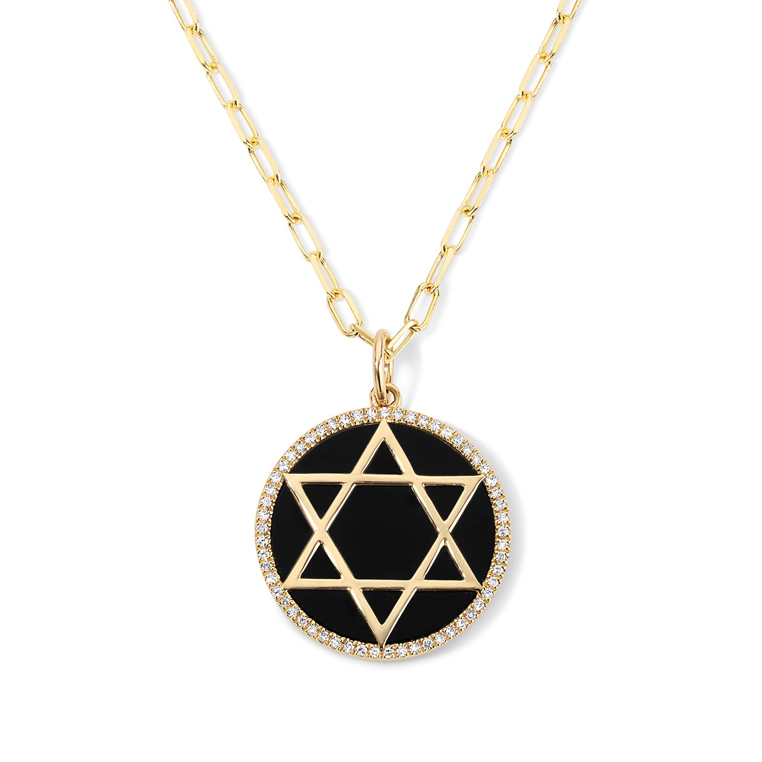 Black Agate Star of David Pendant