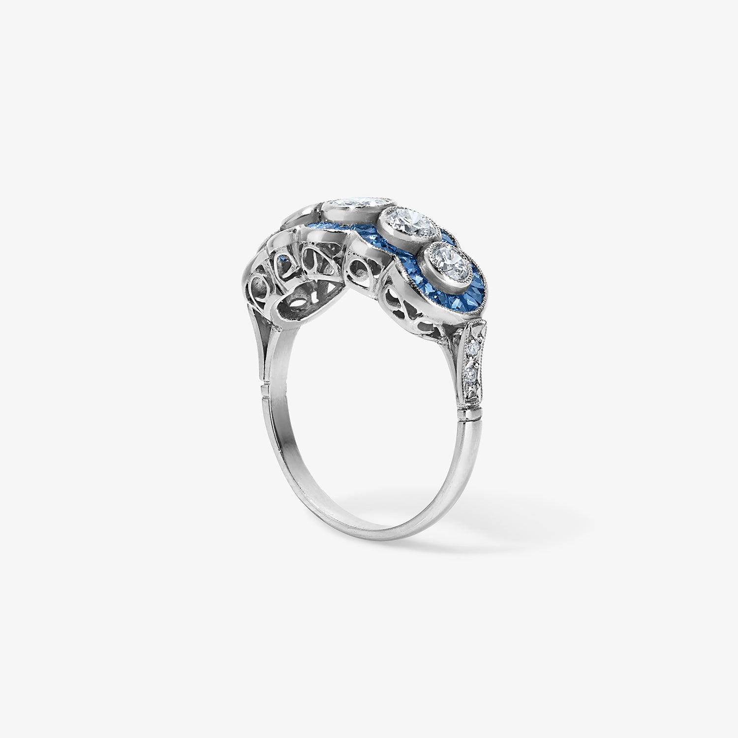 Art Deco Five Stone Ring with Sapphires