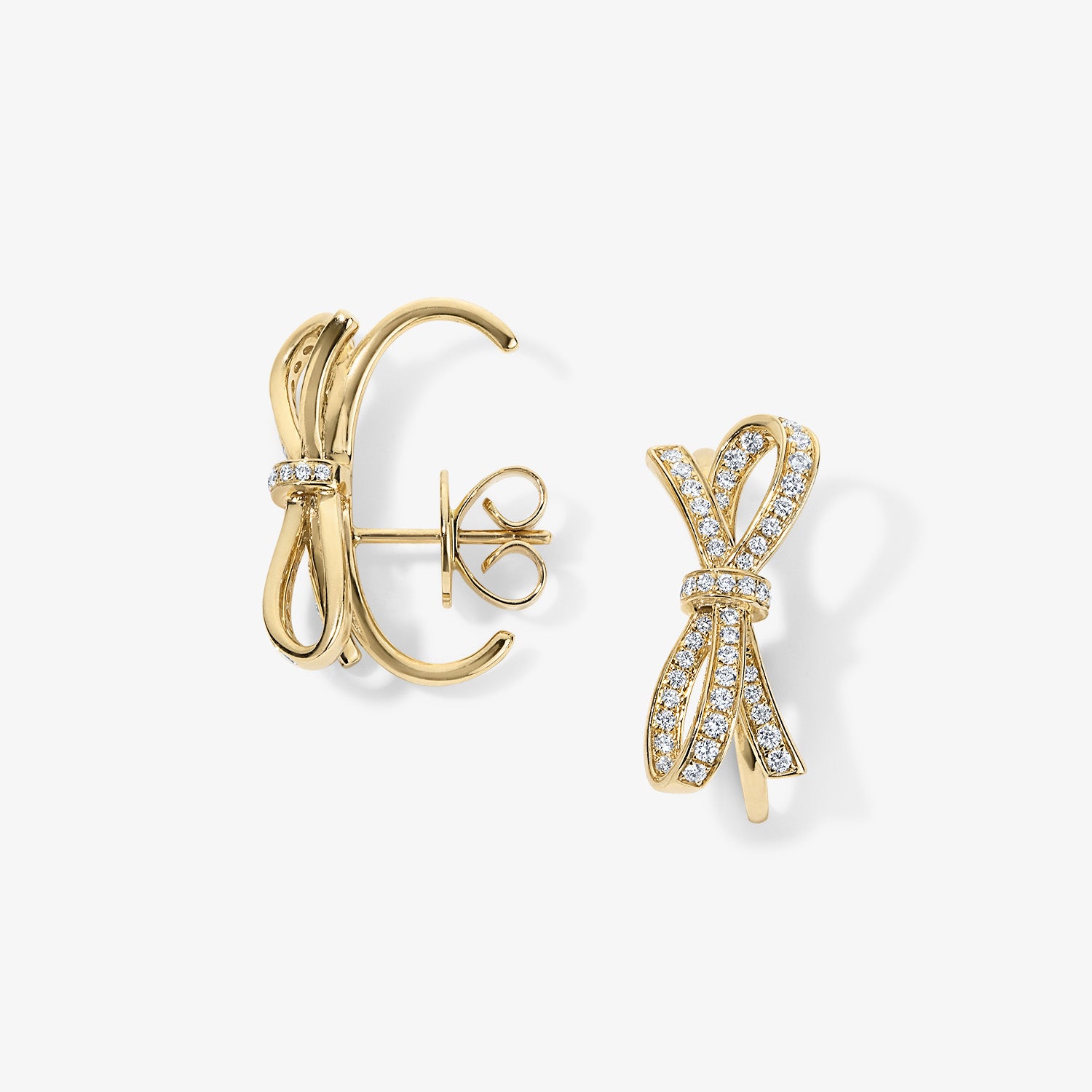 Grace Pave Bow Huggie Studs
