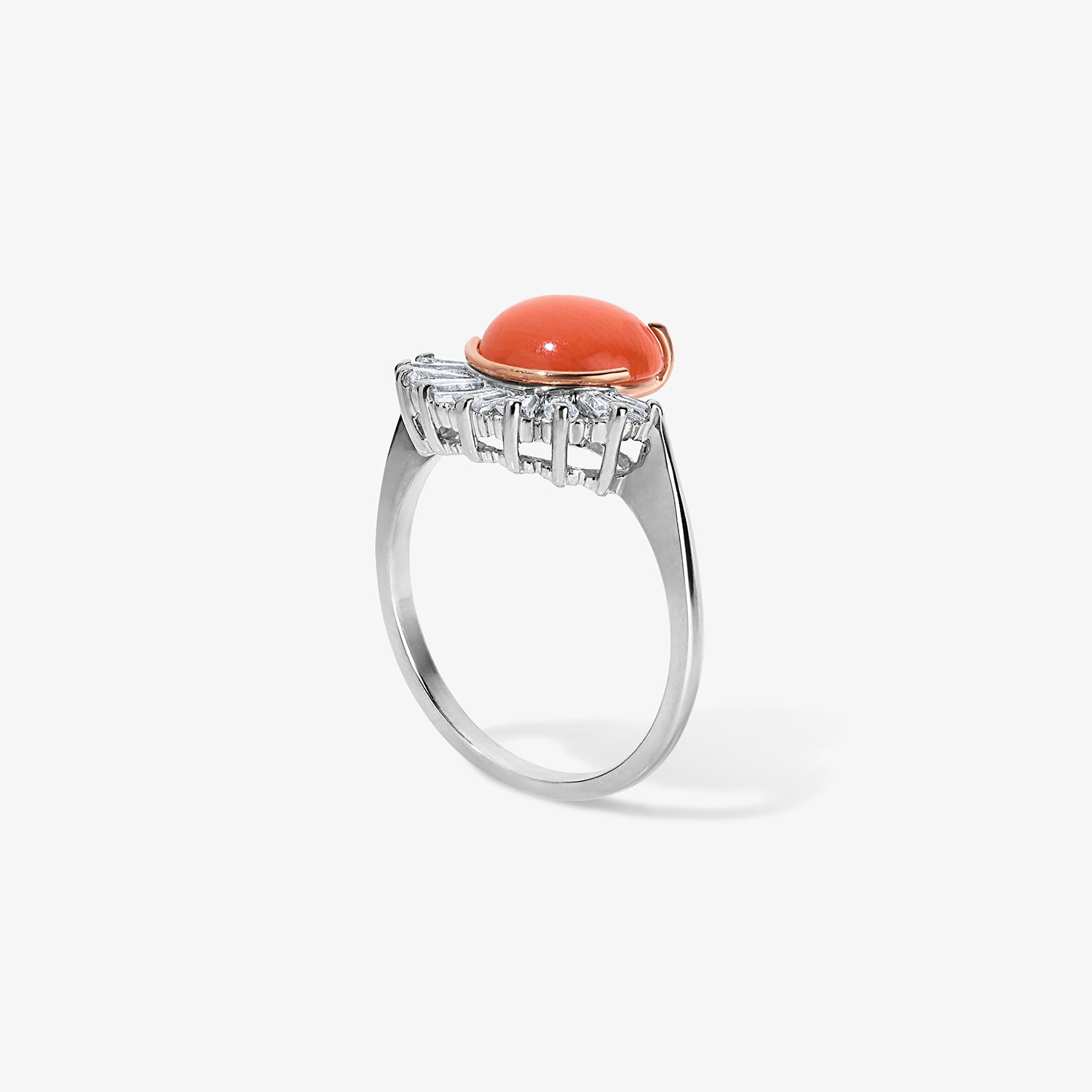Coral and Diamond Ballerina Ring