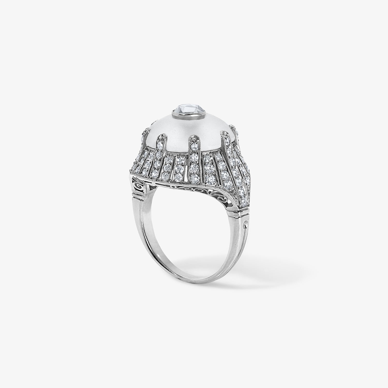 Rock Crystal and Diamond Ring