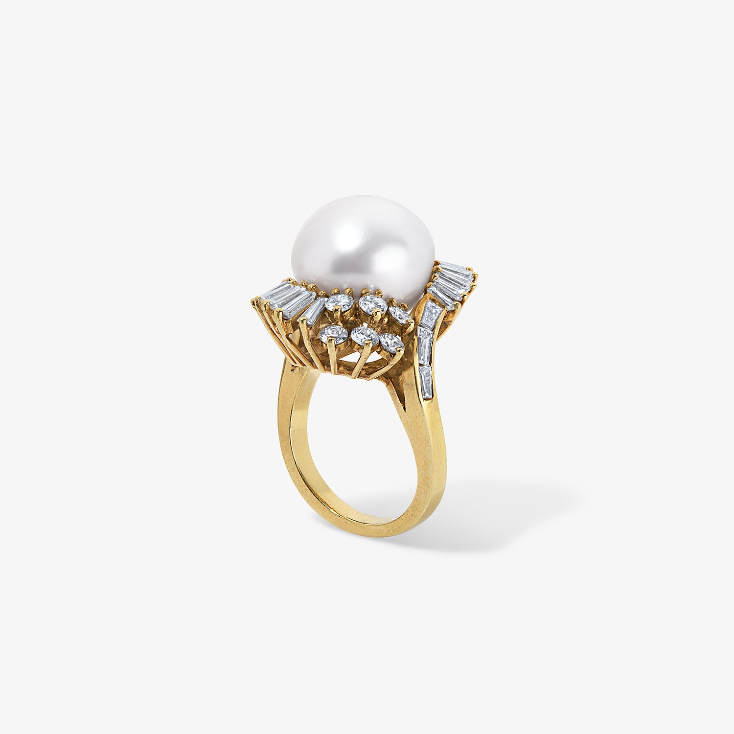 South Sea Pearl and Diamond Ballerina Ring