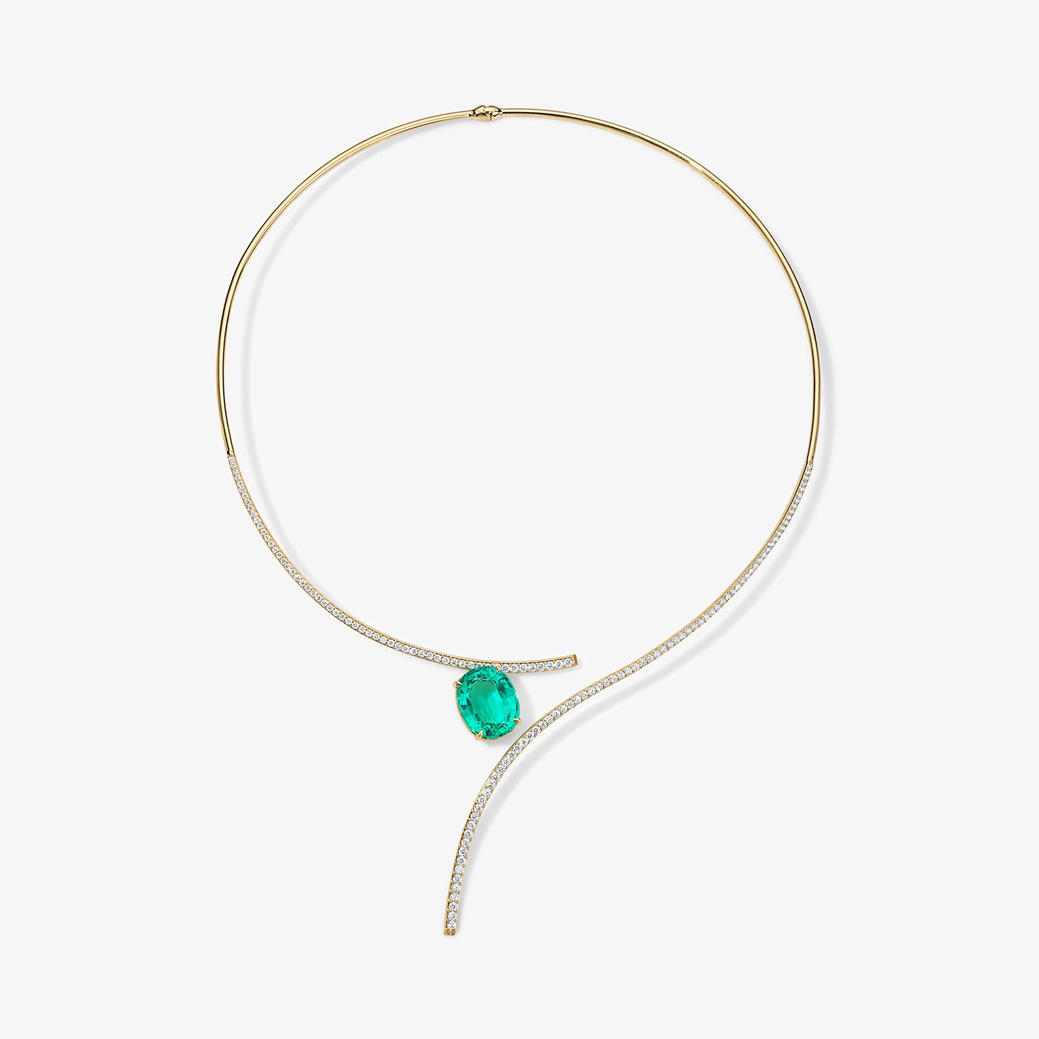 Bypass And A Half Necklace With Green Emerald