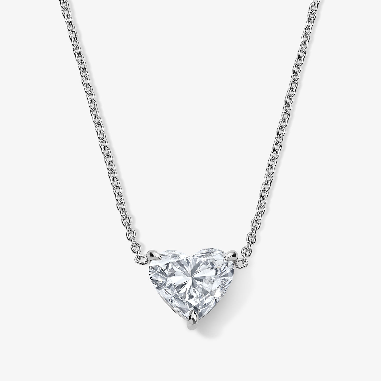 Signature 1.70ct Heart Soliatire Necklace 14K White Gold