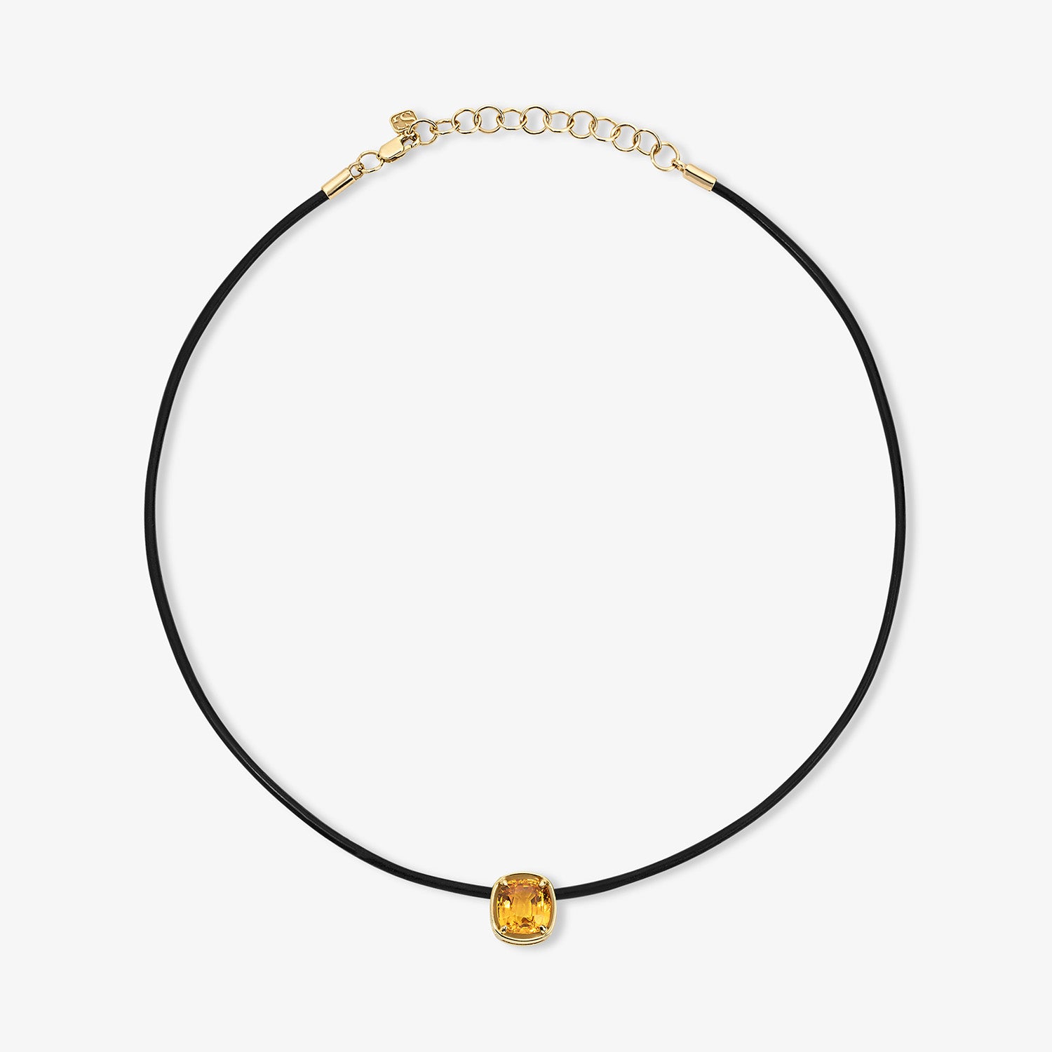 Orange Sapphire Cushion Cut Slider Necklace