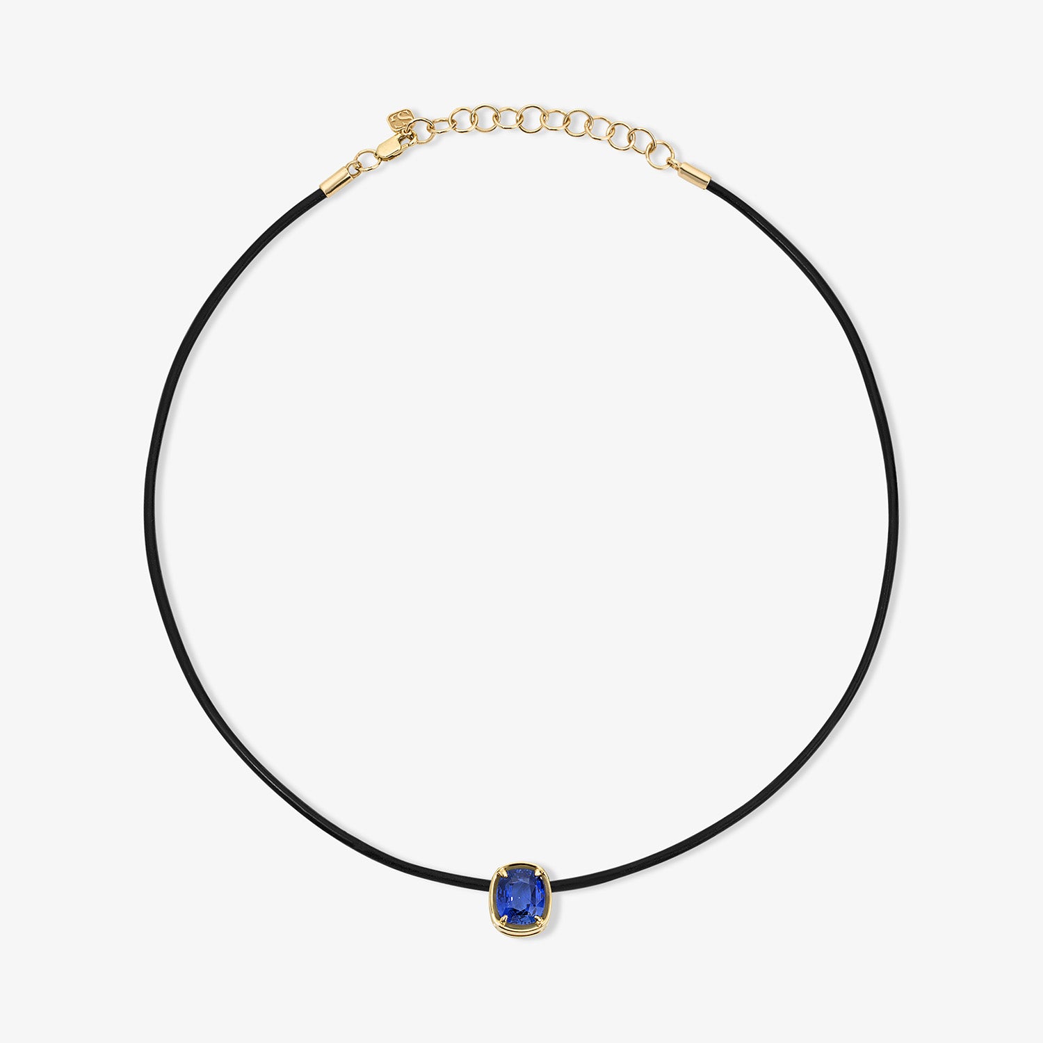Blue Sapphire Cushion Cut Slider Necklace