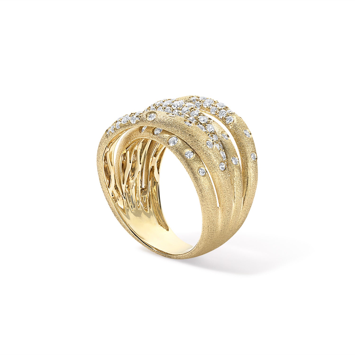 Scattered Diamond Multi Row Ring