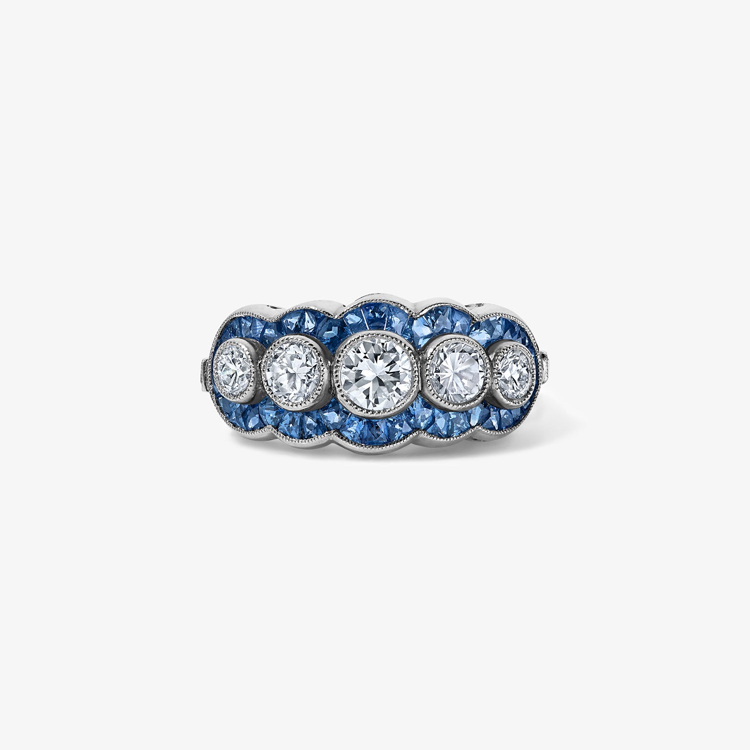 Art Deco Five Stone Ring with Sapphires