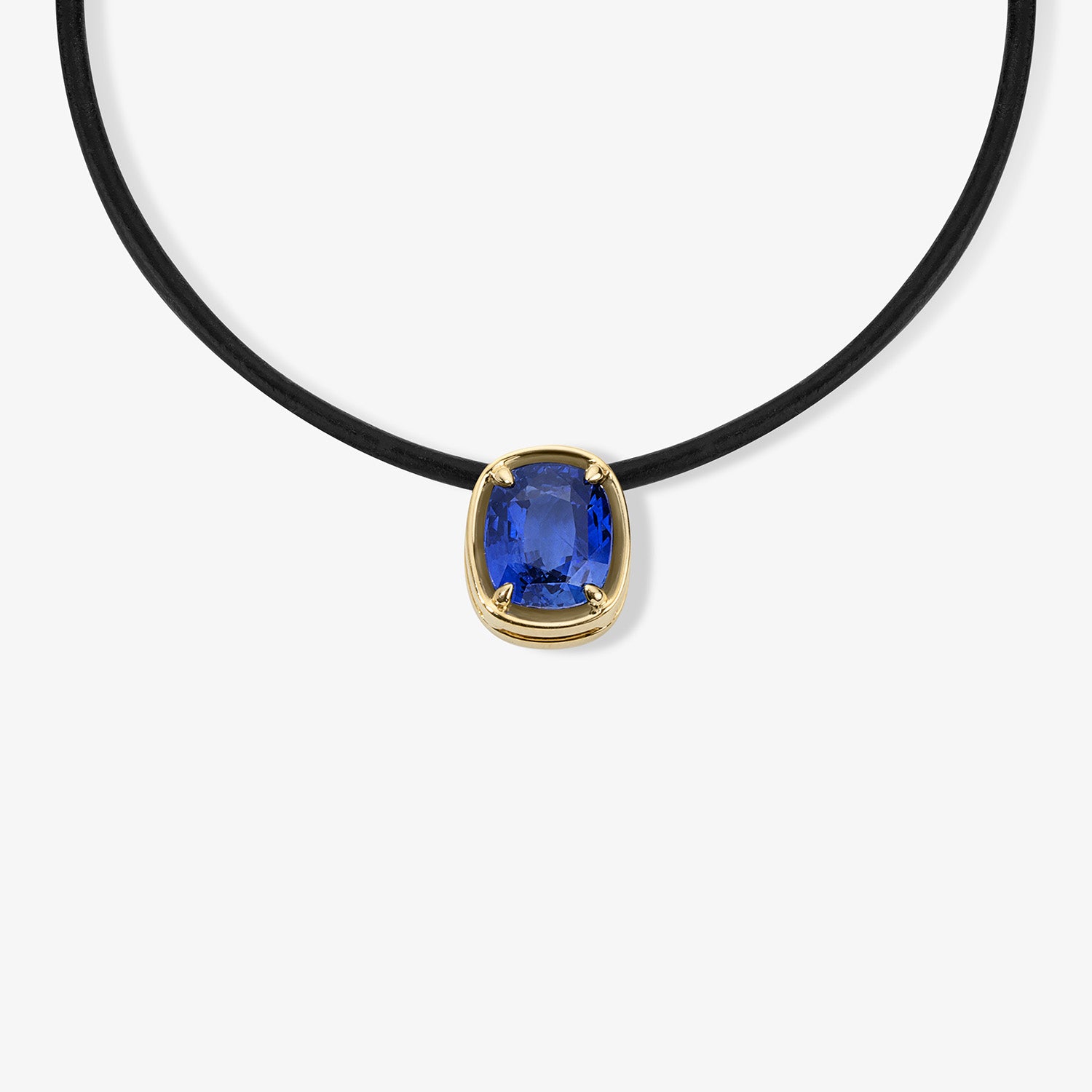 Blue Sapphire Cushion Cut Slider Necklace