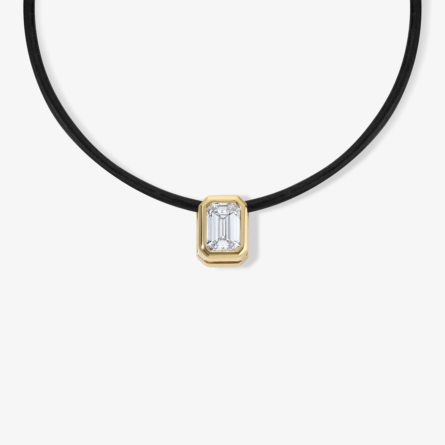 Emerald Cut Diamond Slider Necklace