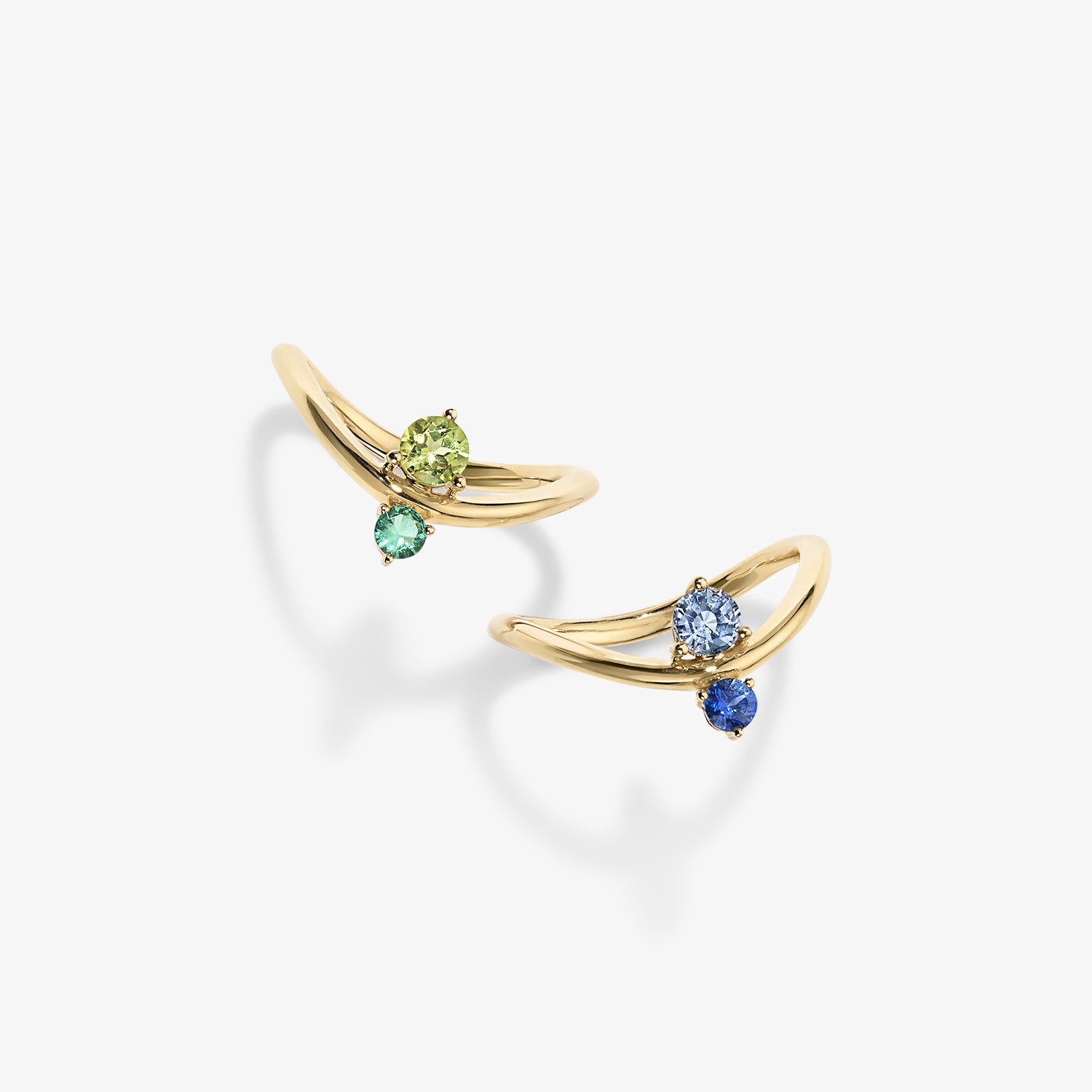 Grace Emerald and Peridot Two Stone Stack Ring