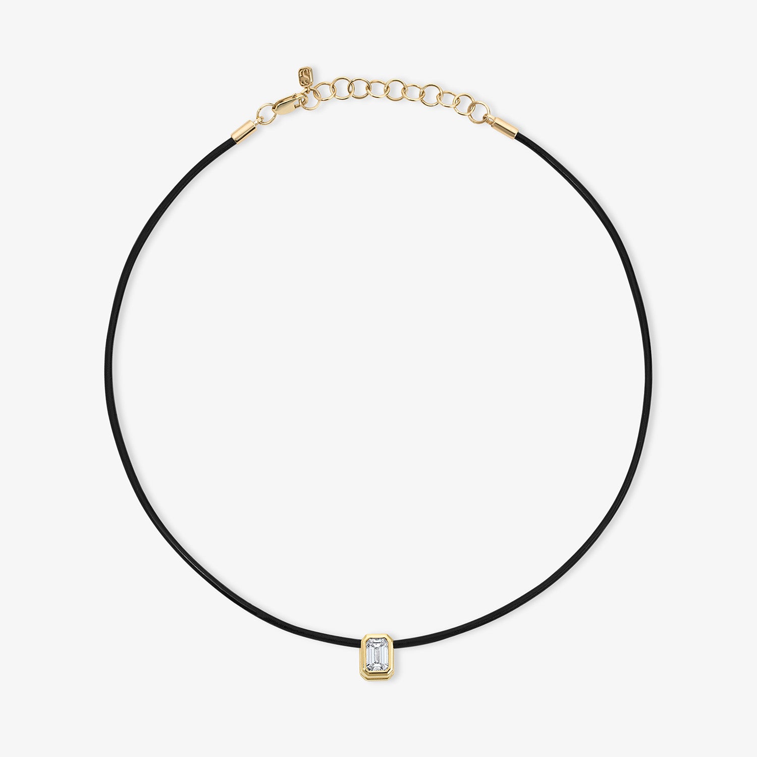 Emerald Cut Diamond Slider Necklace
