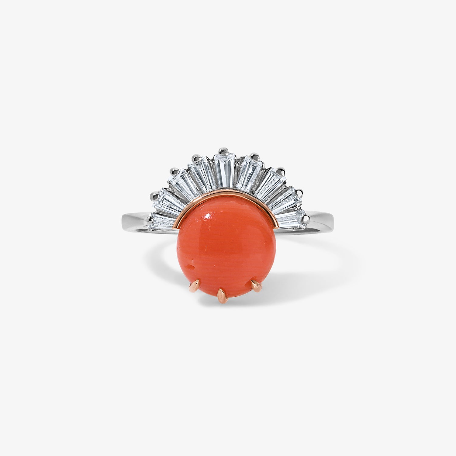 Coral and Diamond Ballerina Ring