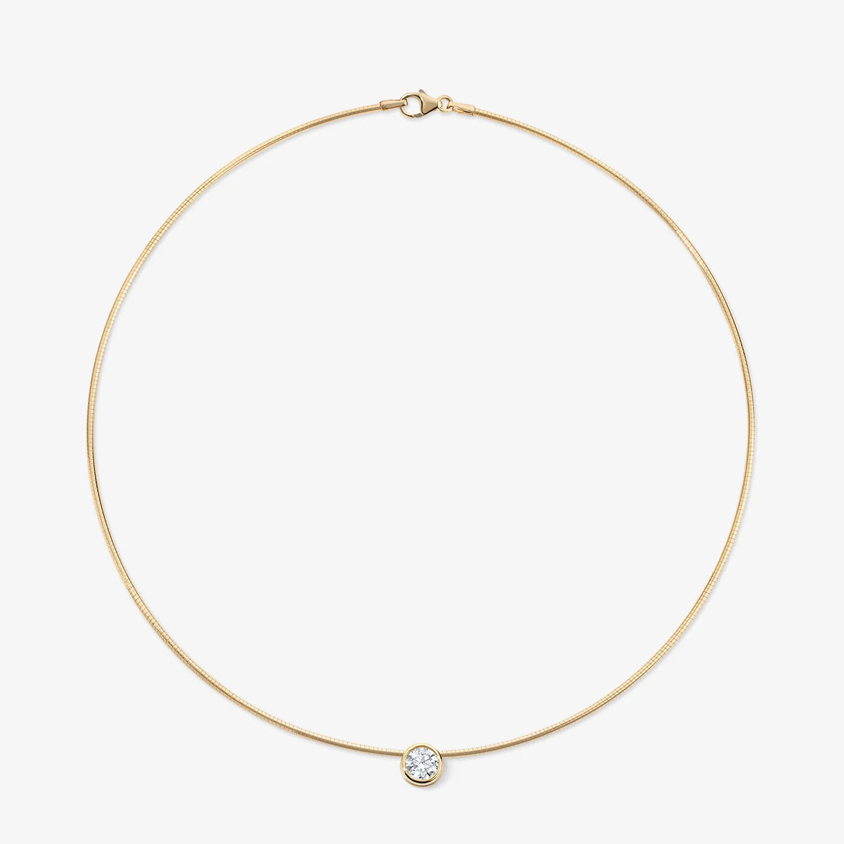 Garnet Pendant on 14K Gold Omega Chain Necklace | Stephanie