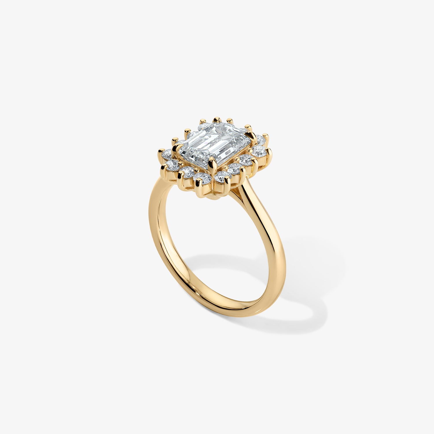Grace Emerald Diamond Ring with Halo