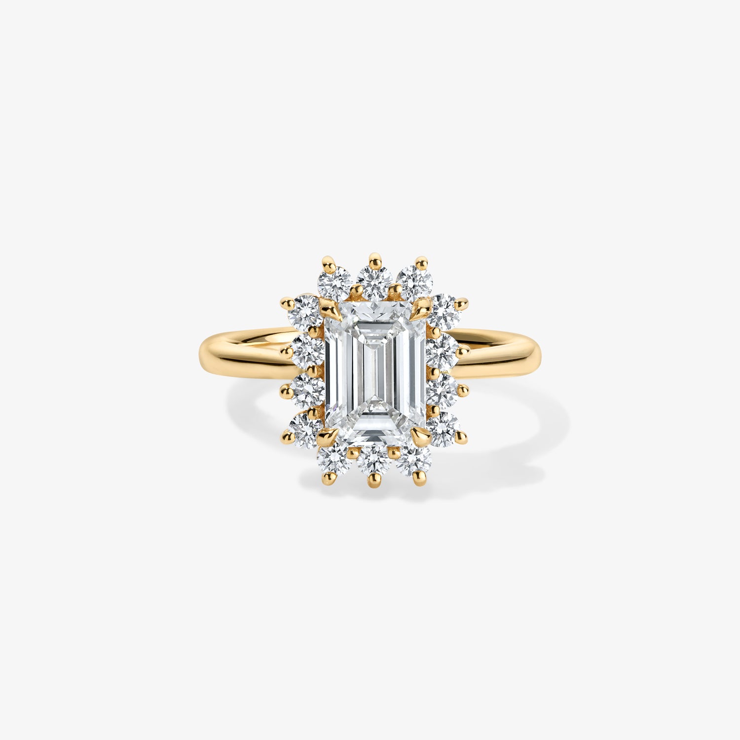 Grace Emerald Diamond Ring with Halo