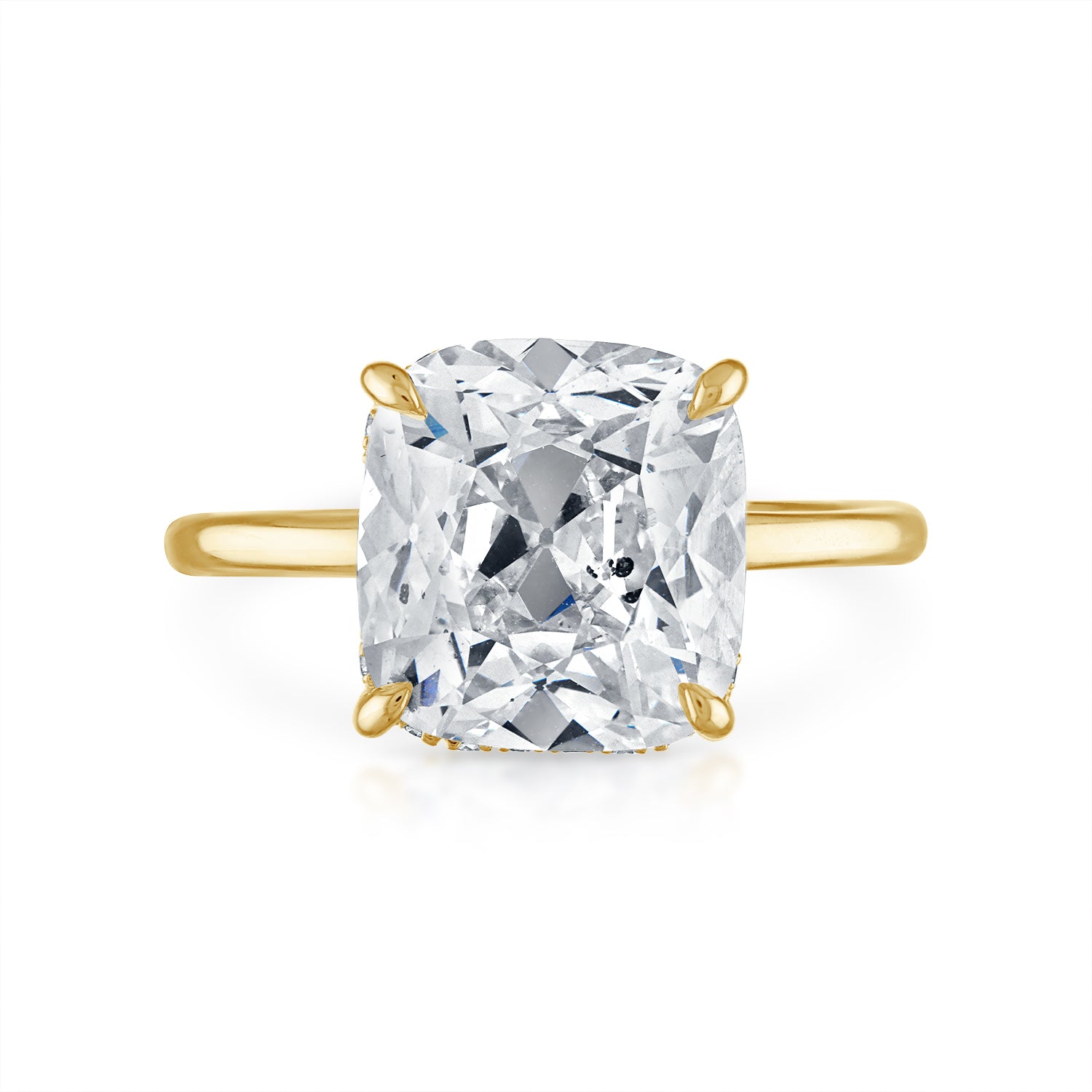 5.01ct Antique Cushion Cut Solitaire with Hidden Halo