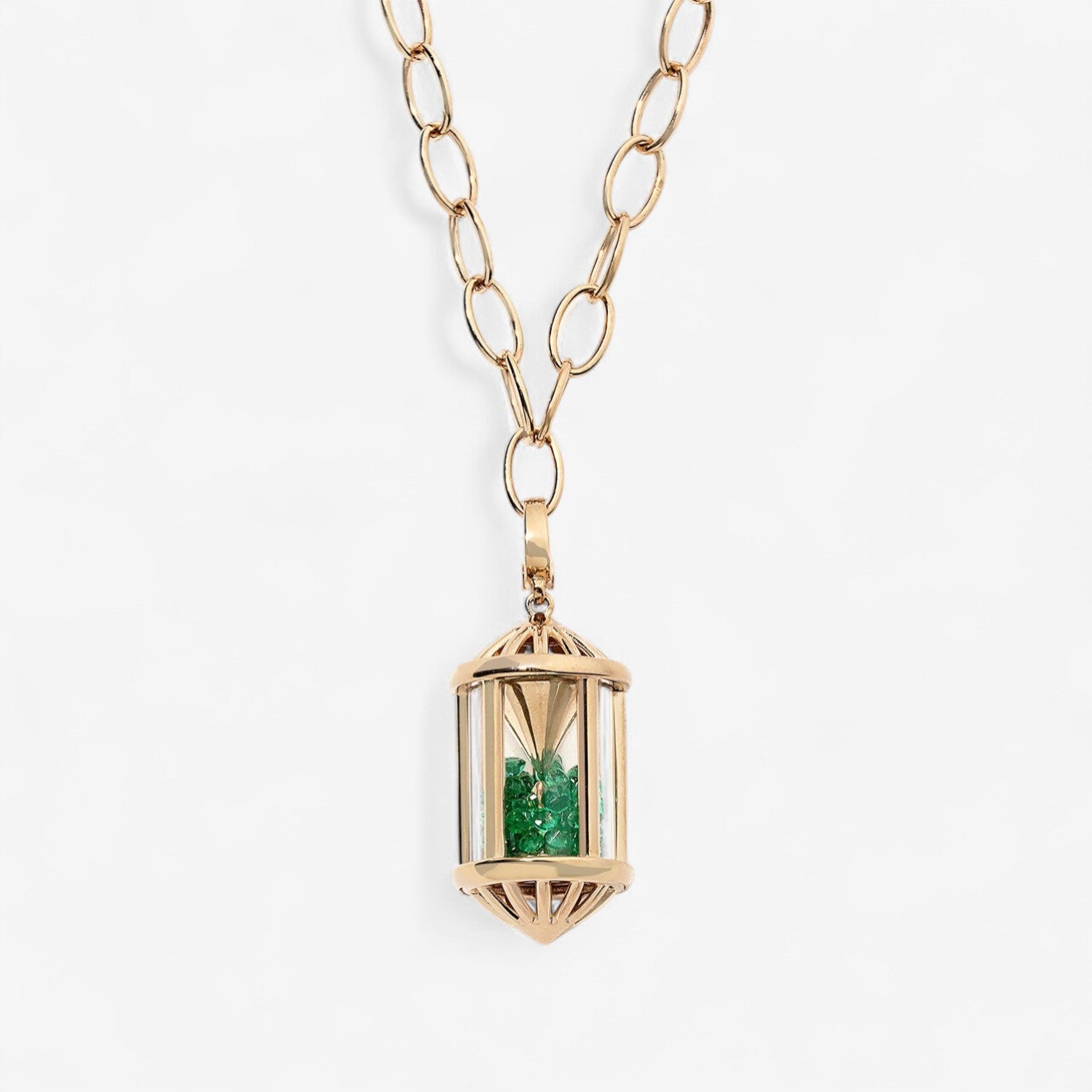 Vault Sale: Large Emerald Sachet Pendant with chain