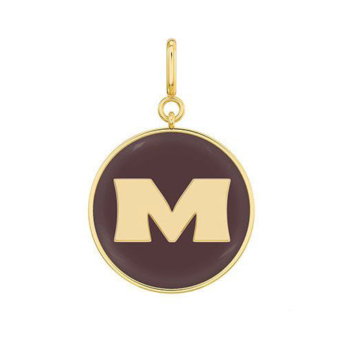 The Chocolate Enamel Letter Disc Pendant M