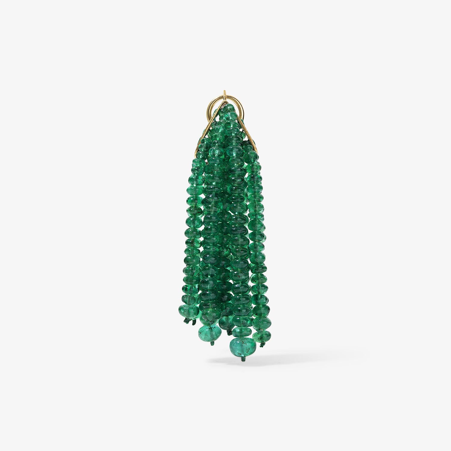 Emerald Bead and Diamond Tassel Earring and Brooch Set