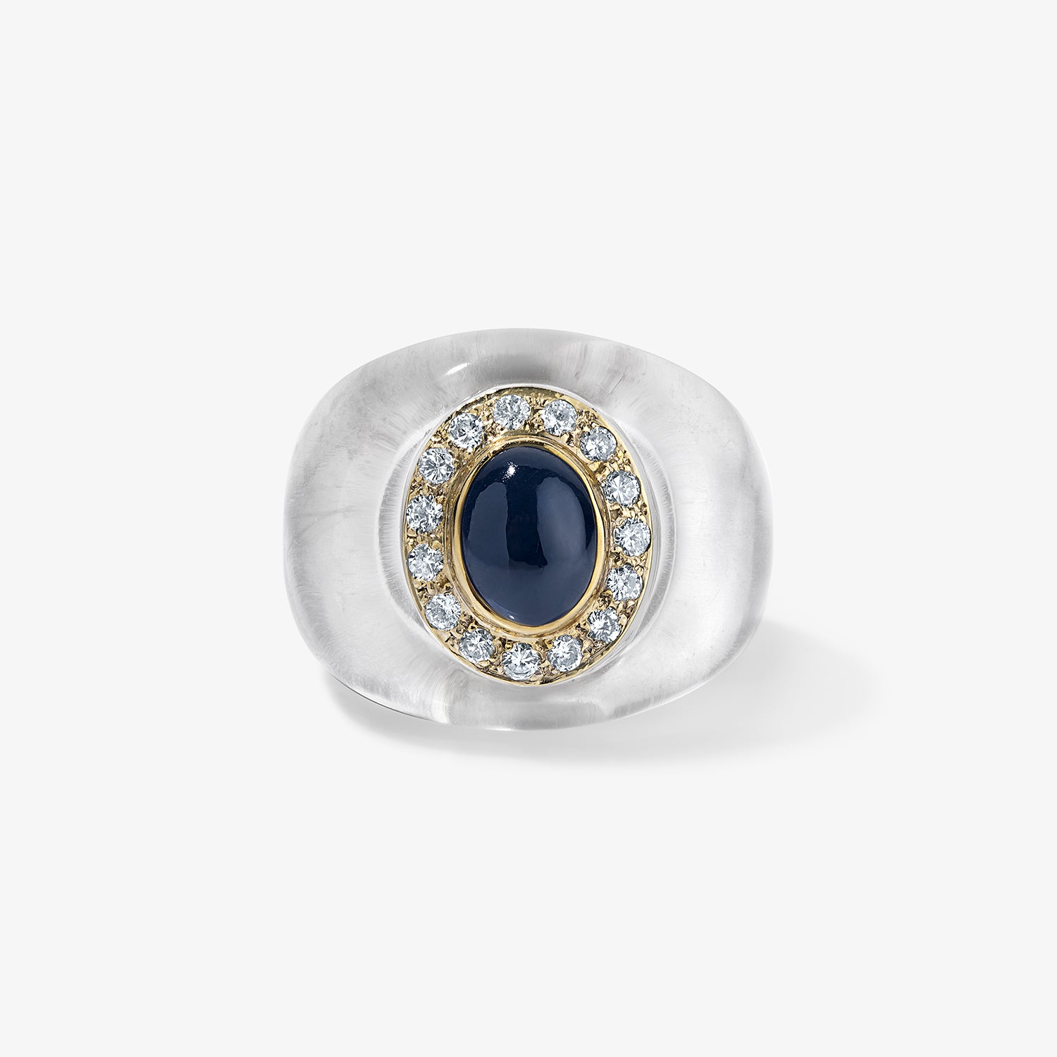 Rock Crystal with Cabochon Sapphire Ring