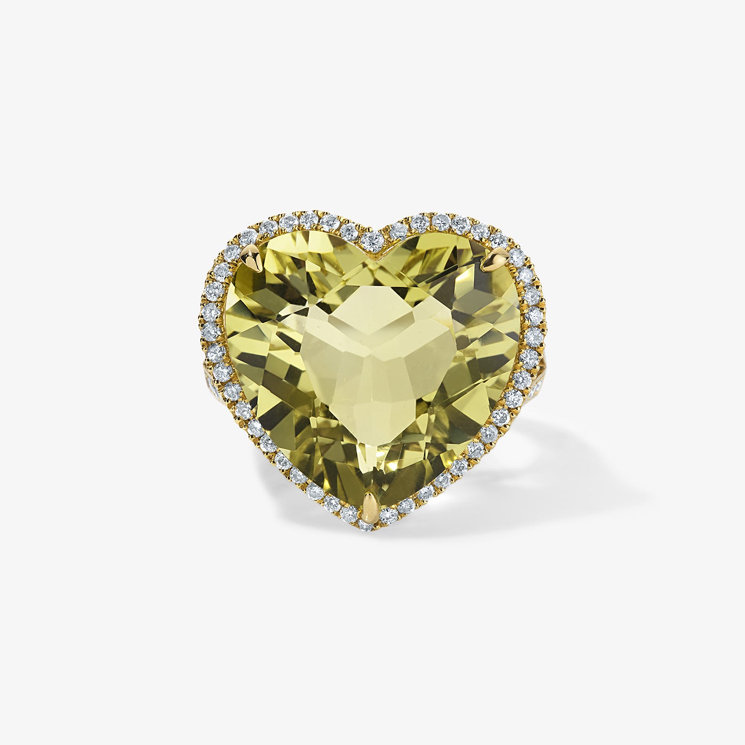 Heart Shape Lemon Quartz Cocktail Ring