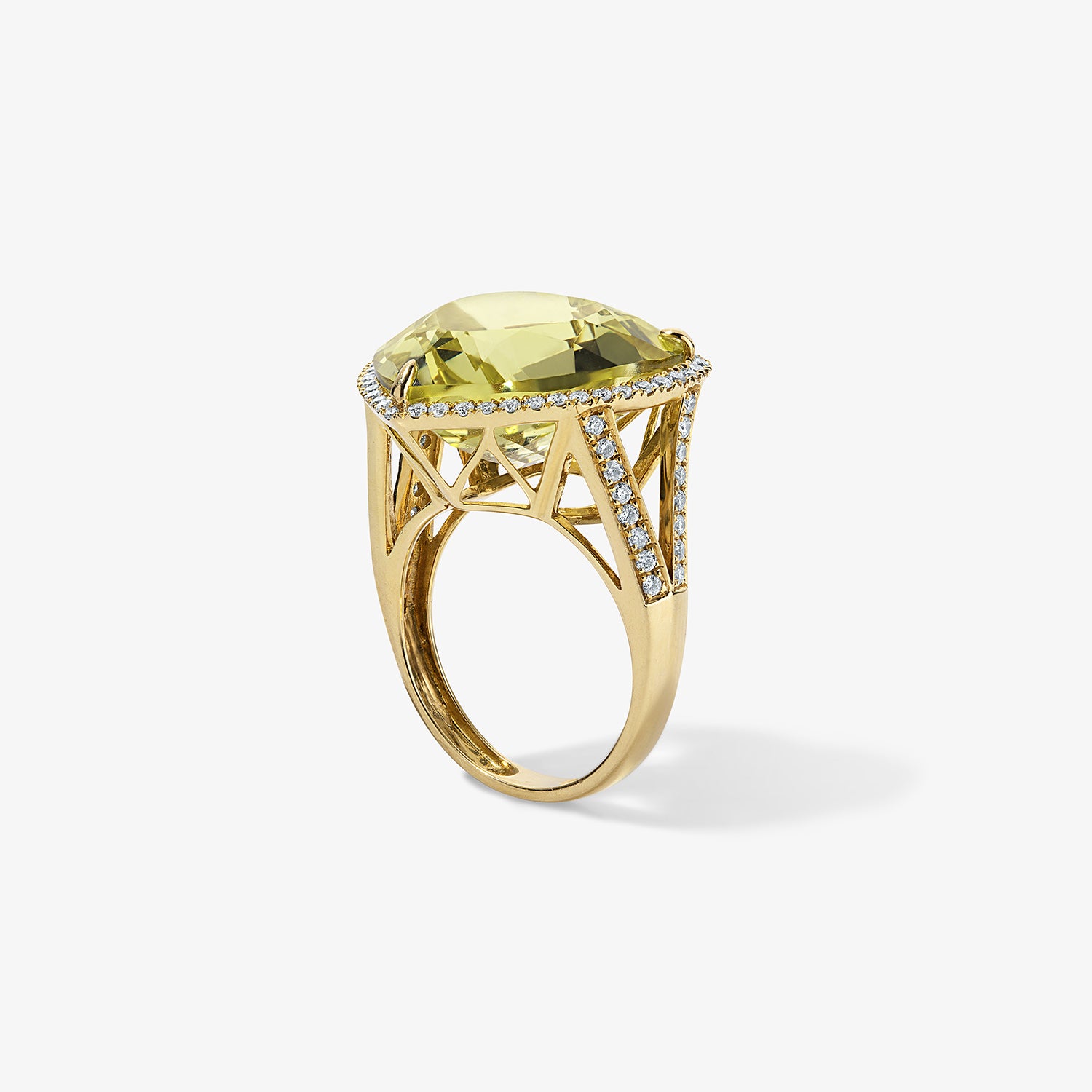 Heart Shape Lemon Quartz Cocktail Ring