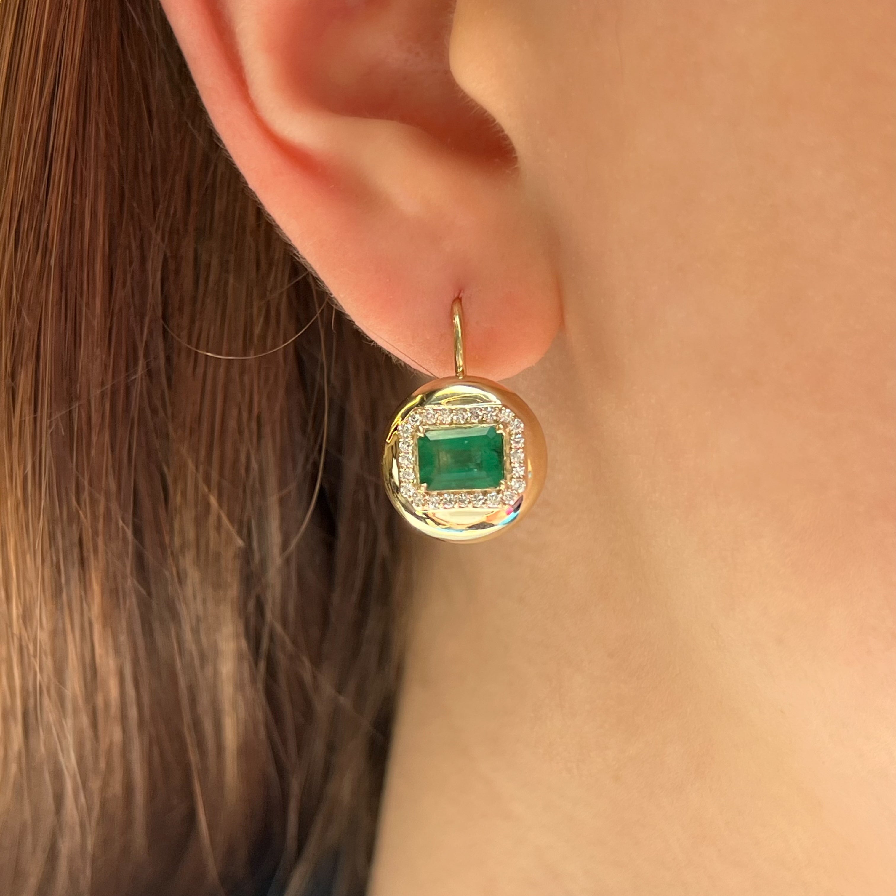 Mini Candy Button Emerald Cut Wire Earrings