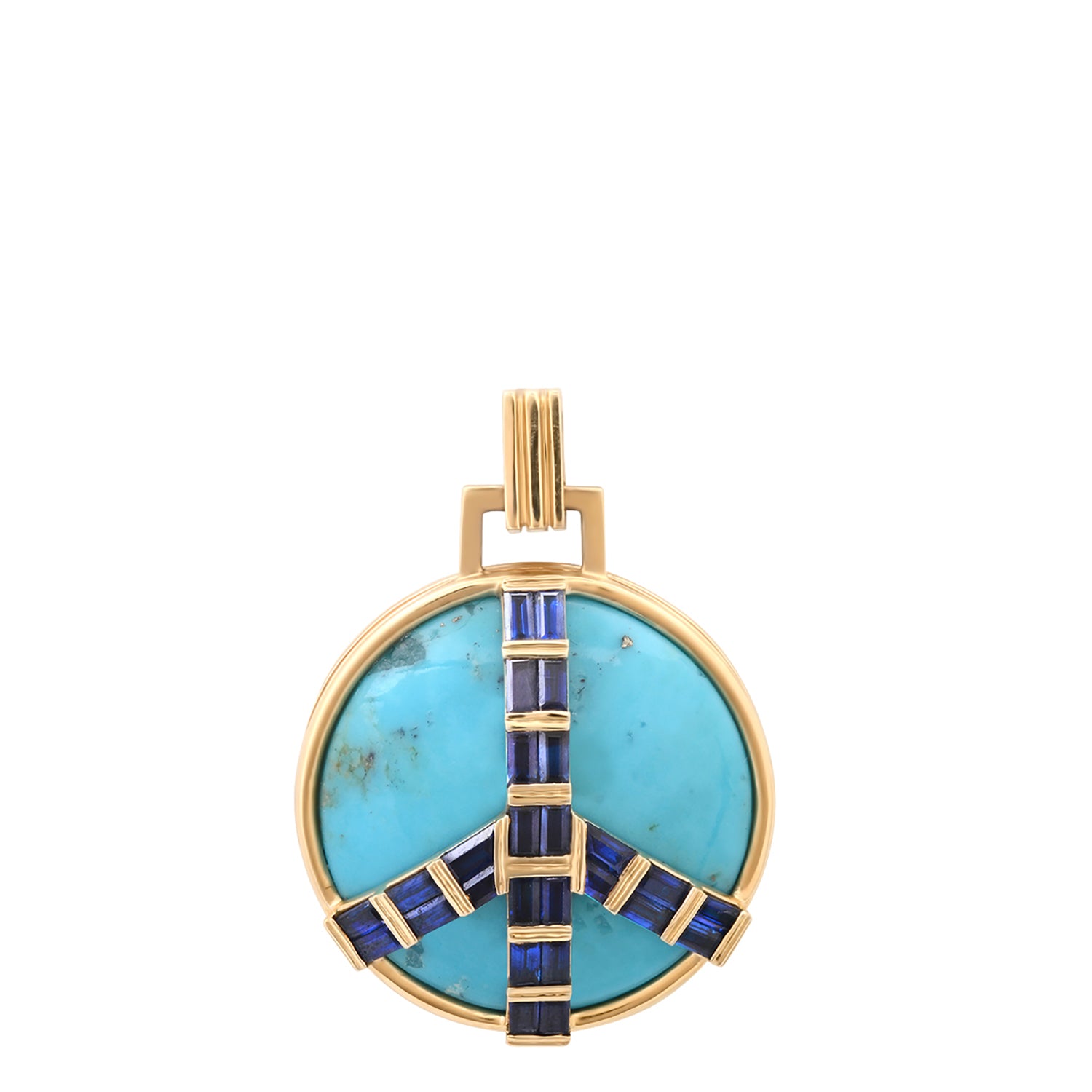 Midsize Peace Pendant in Blue Sapphire and Turquoise