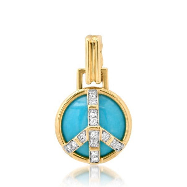 Mini Peace Pendant in Turquoise and Diamonds